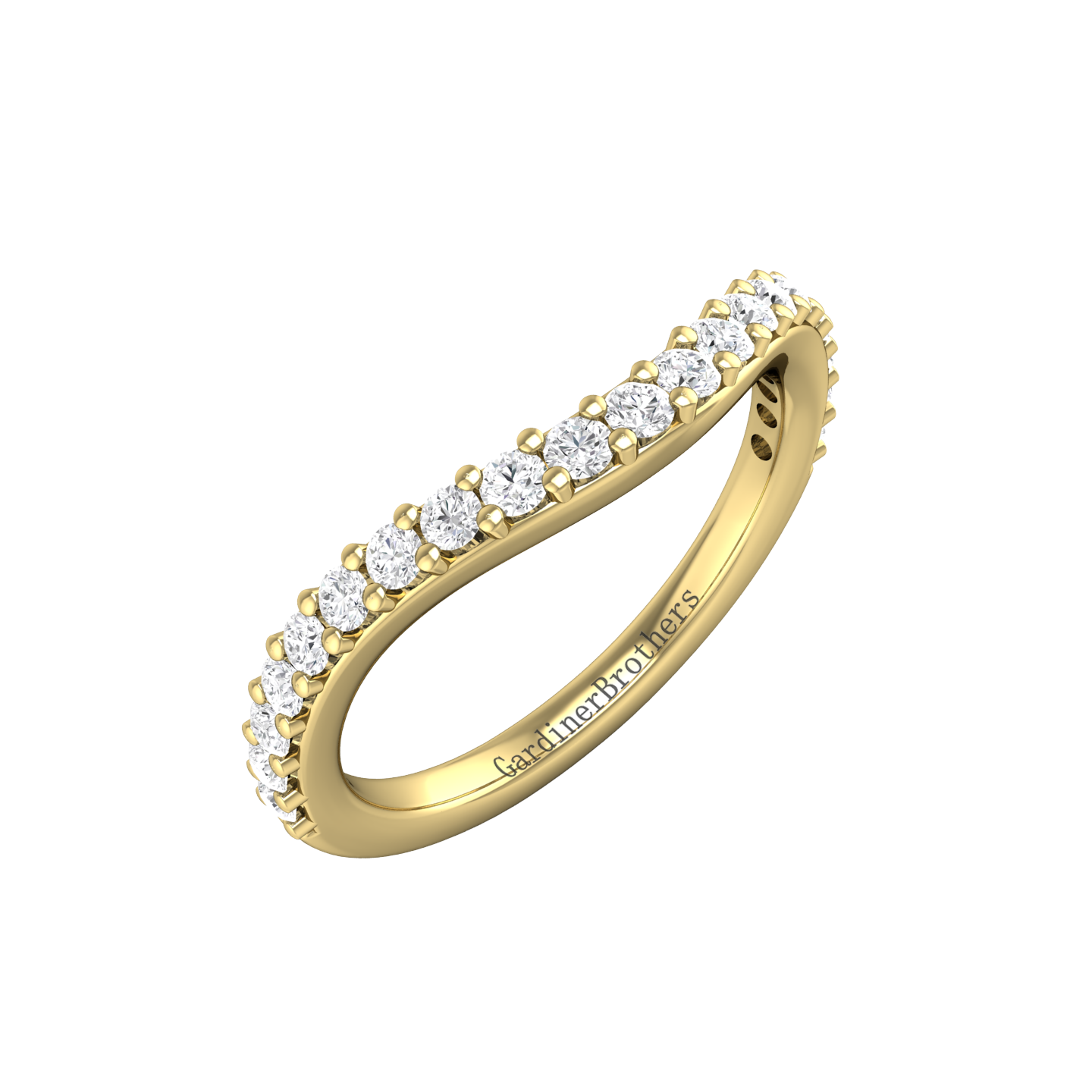 Curved Diamond Set Wedding Band Gardiner Brothers 18ct Yellow Gold 0.15cts