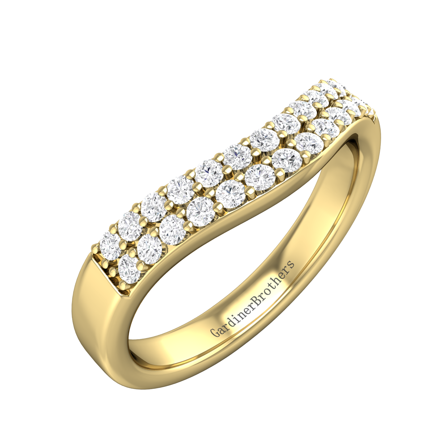 Double Row Curved Shaped Wedding Band Gardiner Brothers 18ct Yellow Gold 0.30cts