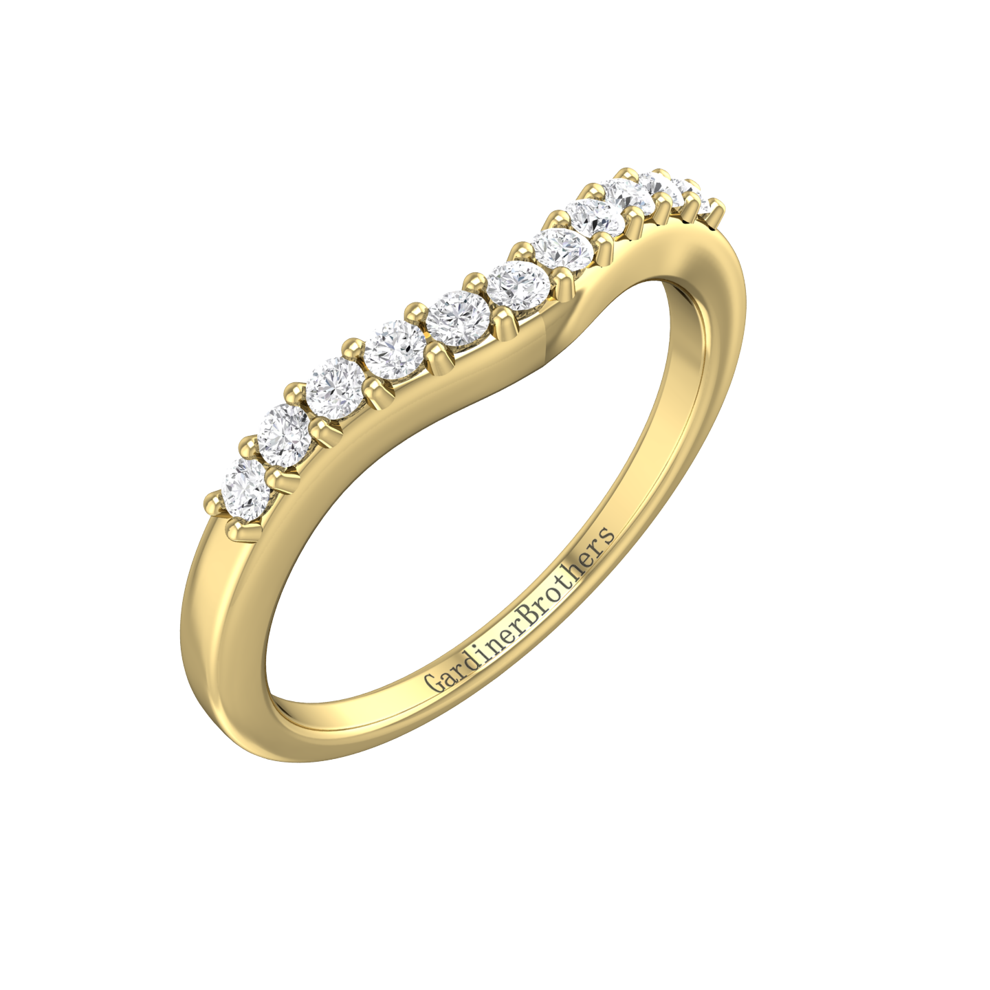 Bow Shaped Diamond Set Wedding Band Gardiner Brothers 0.15cts 18ct Yellow Gold