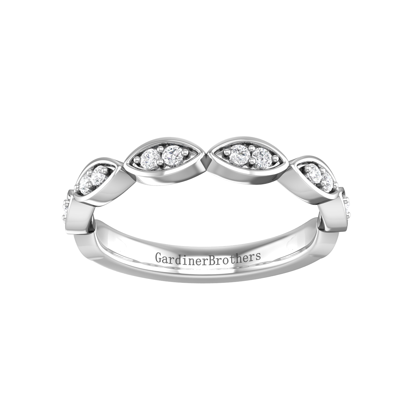 Round Brilliant Cut Vintage Style Diamond Set Wedding Band  Gardiner Brothers