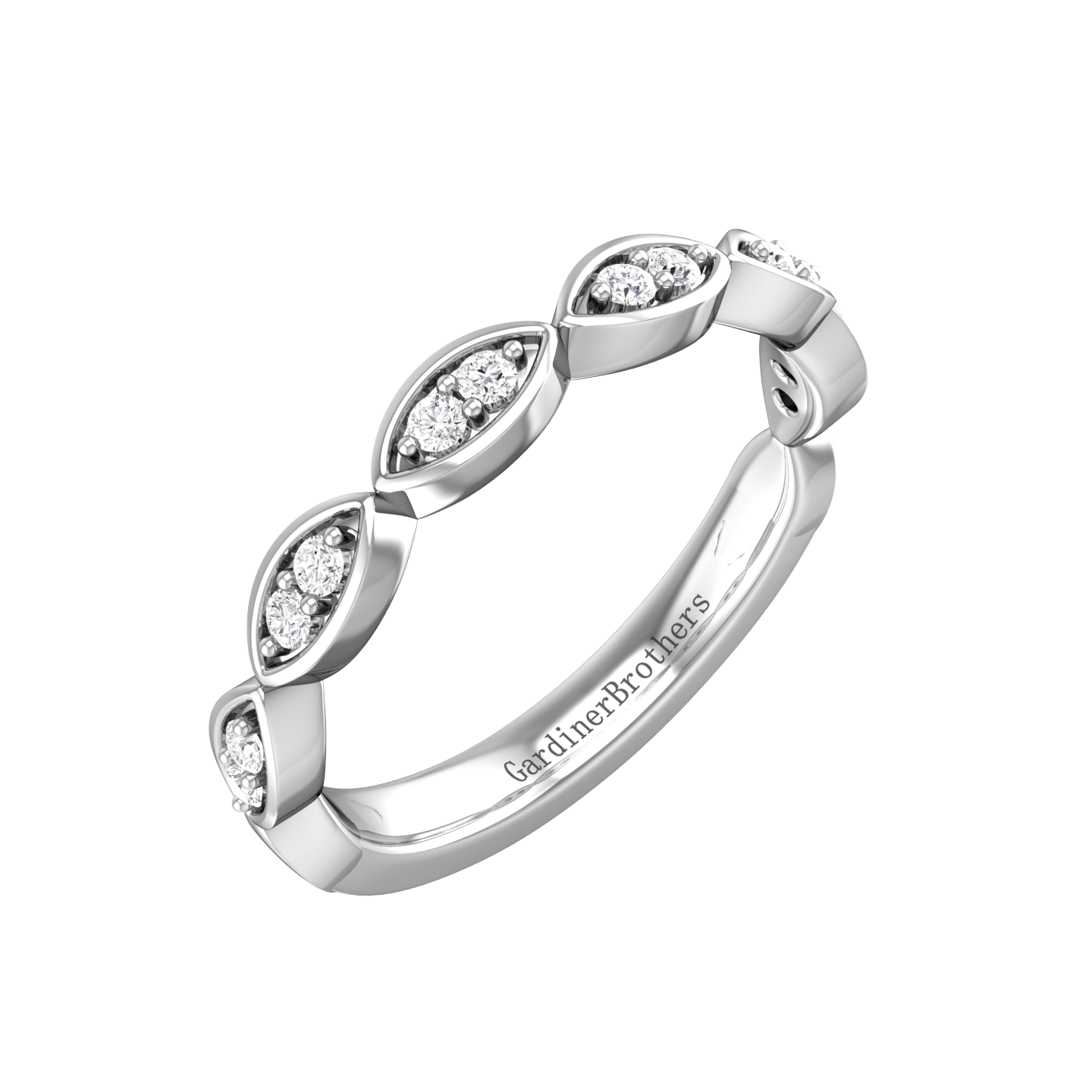 Round Brilliant Cut Vintage Style Diamond Set Wedding Band  Gardiner Brothers