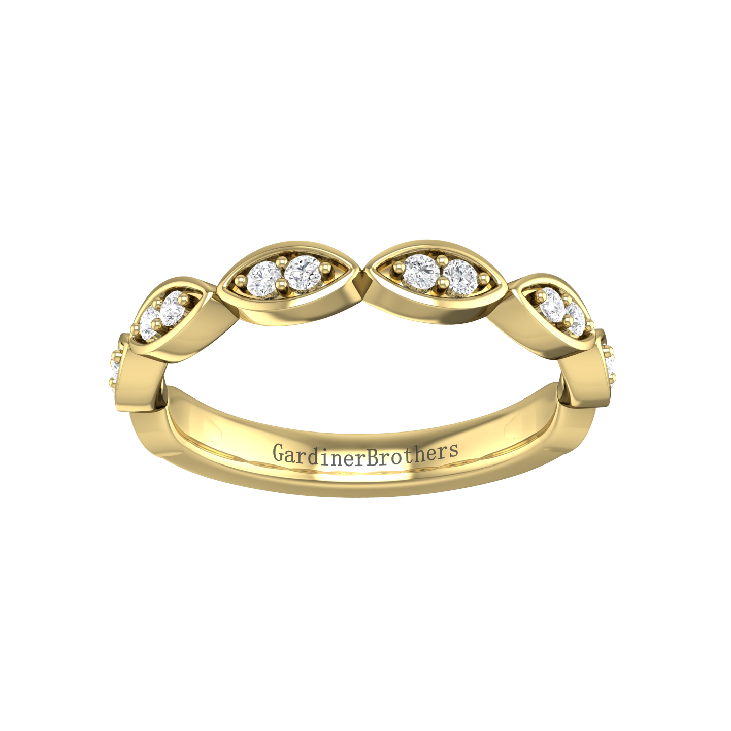 Round Brilliant Cut Vintage Style Diamond Set Wedding Band  Gardiner Brothers