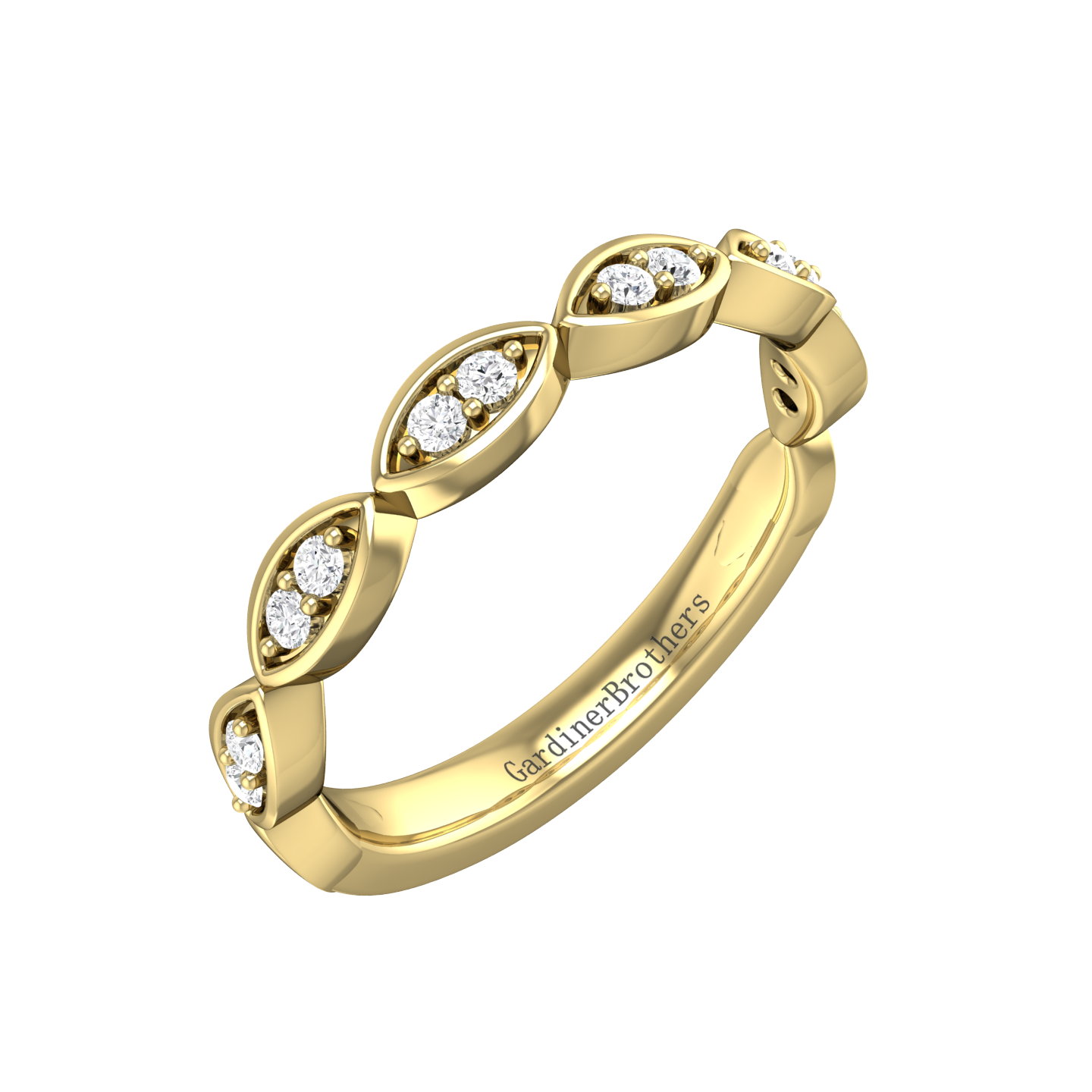 Round Brilliant Cut Vintage Style Diamond Set Wedding Band  Gardiner Brothers 0.12cts 18ct Yellow Gold