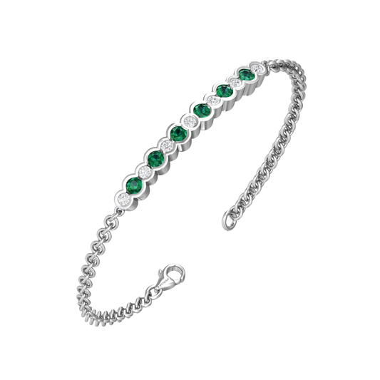Eclipse Collection Emerald and Diamond Bracelet  Gardiner Brothers 18ct White Gold