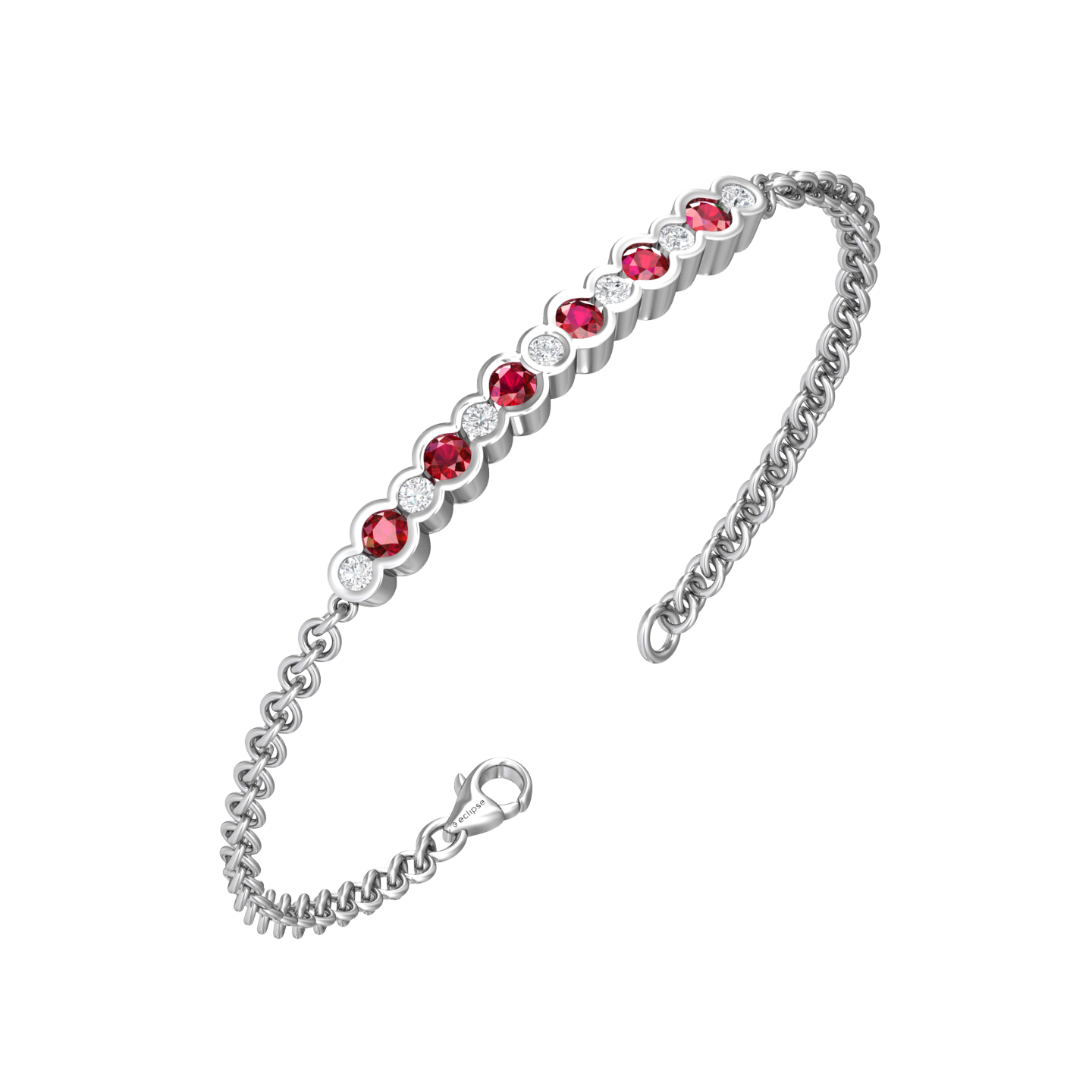 Eclipse Collection Ruby and Diamond Bracelet  Gardiner Brothers 18ct White Gold