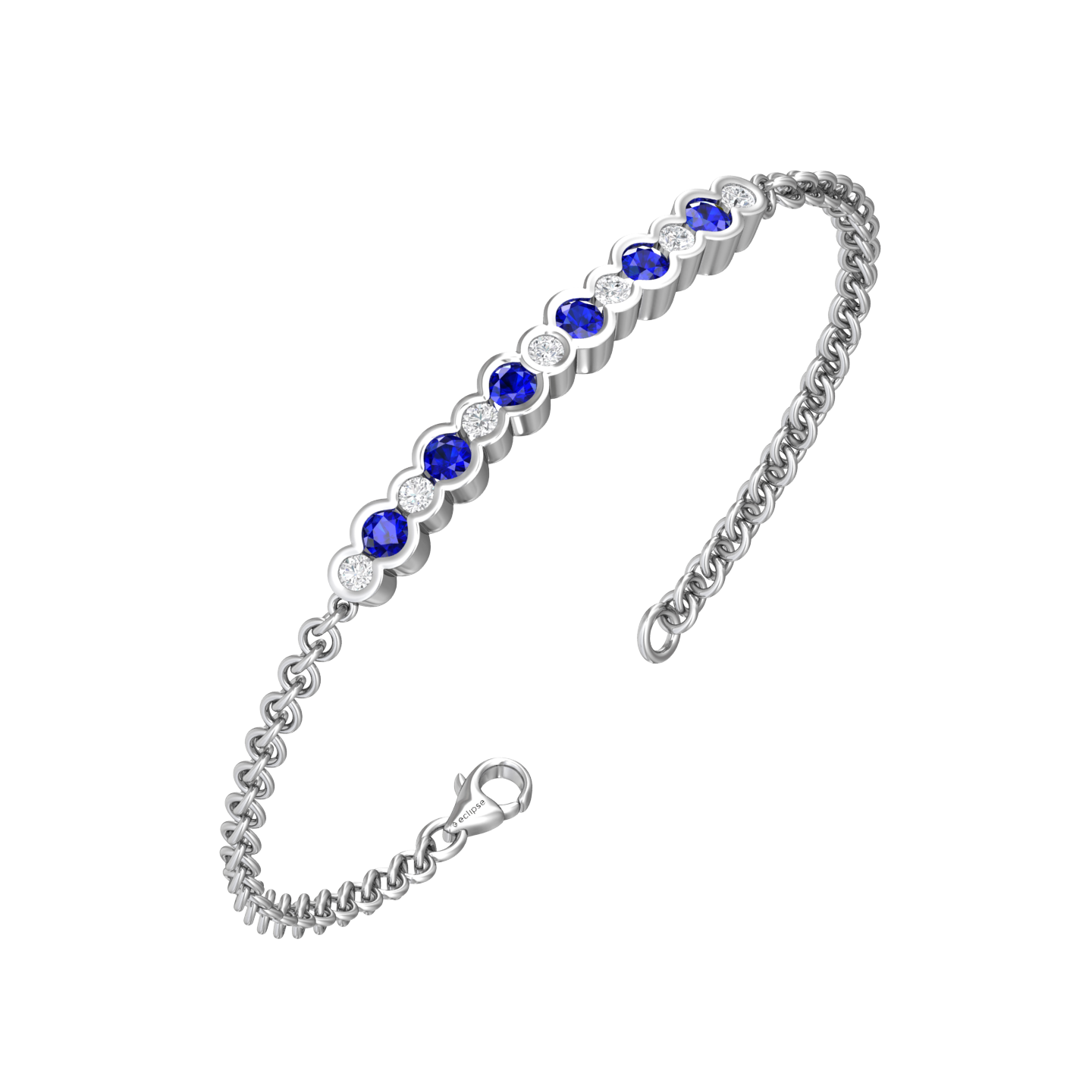 Eclipse Collection Sapphire and Diamond Bracelet  Gardiner Brothers 18ct White Gold