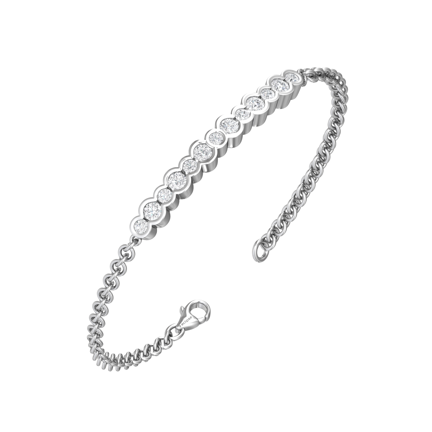 Eclipse Collection All Diamond Bracelet Gardiner Brothers 18ct White Gold