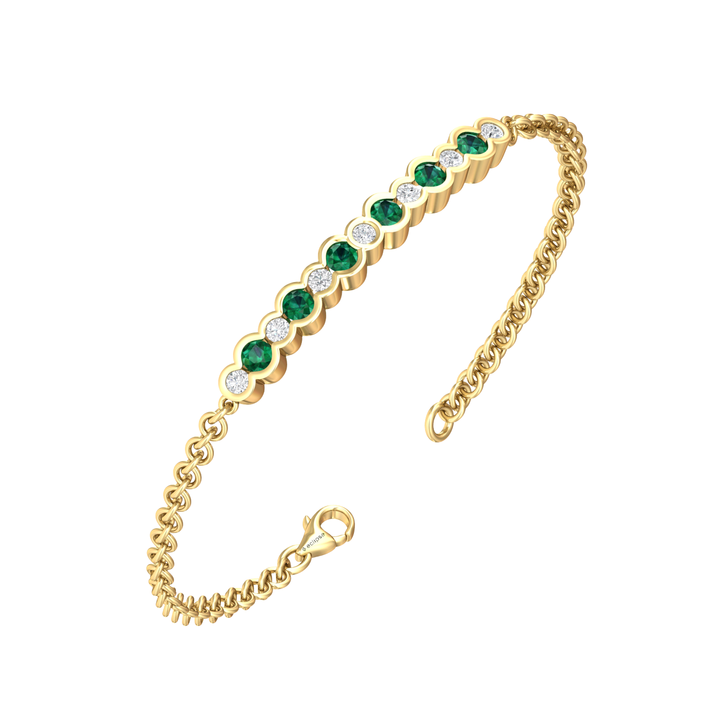 Eclipse Collection Emerald and Diamond Bracelet Gardiner Brothers 18ct Yellow Gold