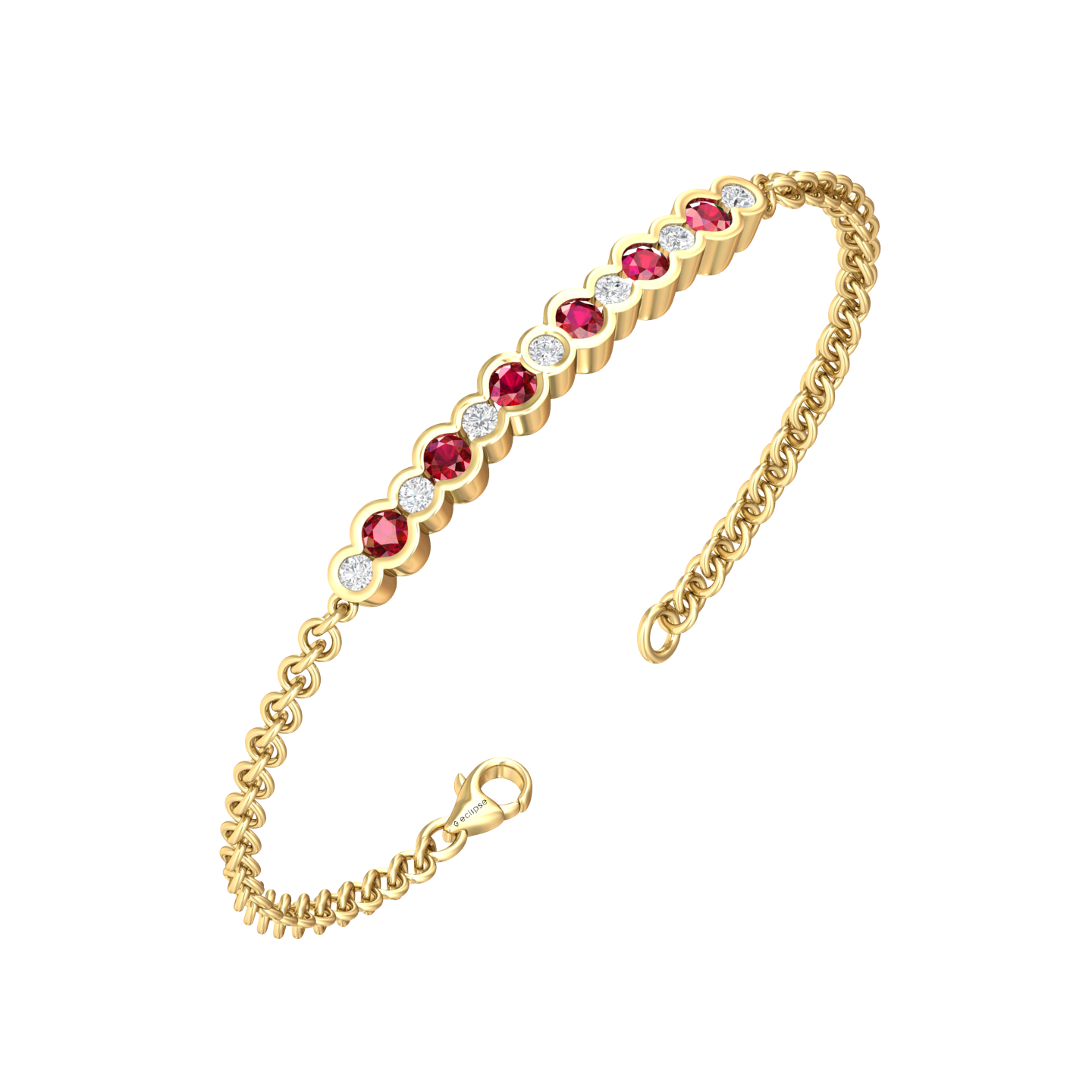 Eclipse Collection Ruby and Diamond Bracelet Gardiner Brothers 18ct Yellow Gold