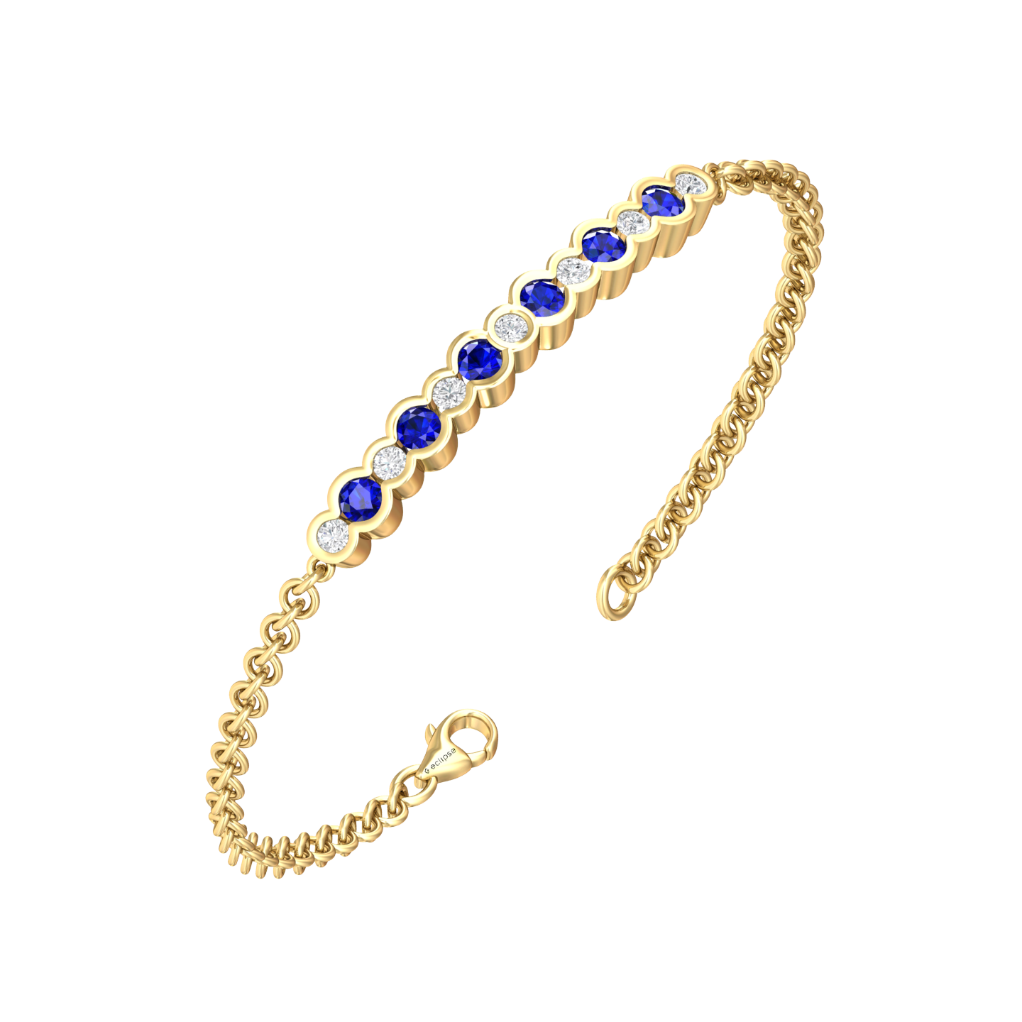 Eclipse Collection Sapphire and Diamond Bracelet  Gardiner Brothers 18ct Yellow Gold