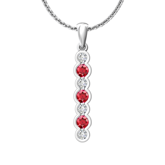Eclipse Collection Ruby and Diamond Stick Pendant  Gardiner Brothers 18ct White Gold