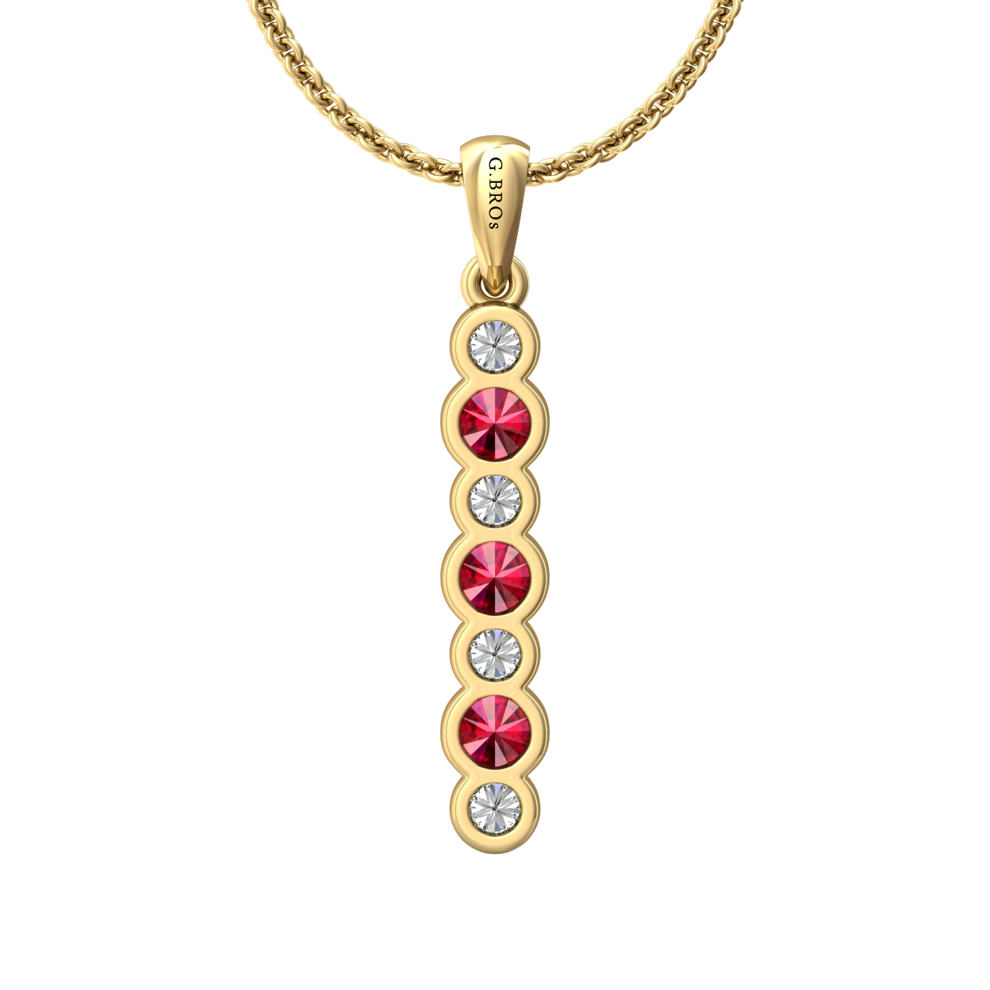 Eclipse Collection Ruby and Diamond Stick Pendant  Gardiner Brothers