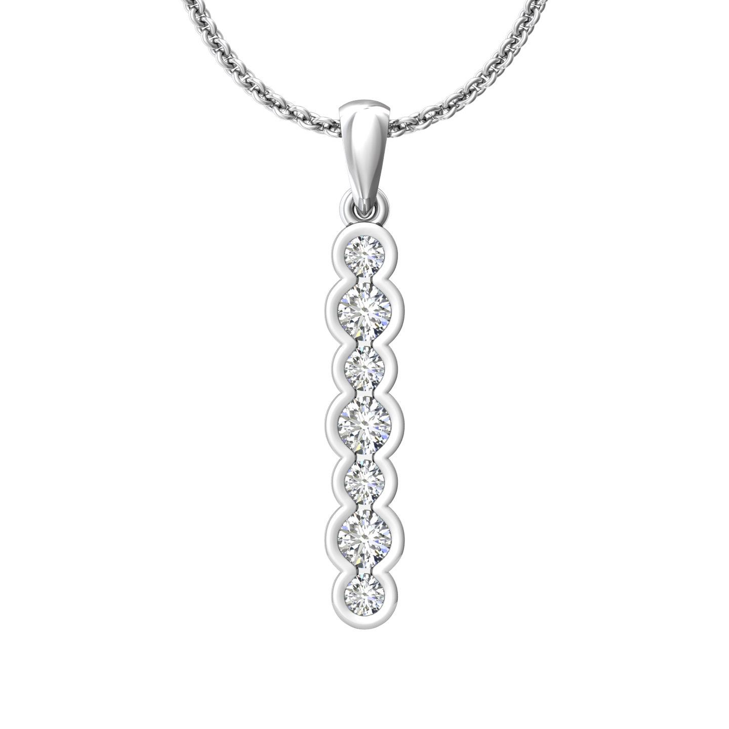 Eclipse Collection All Diamond Stick Pendant Gardiner Brothers 18ct White Gold