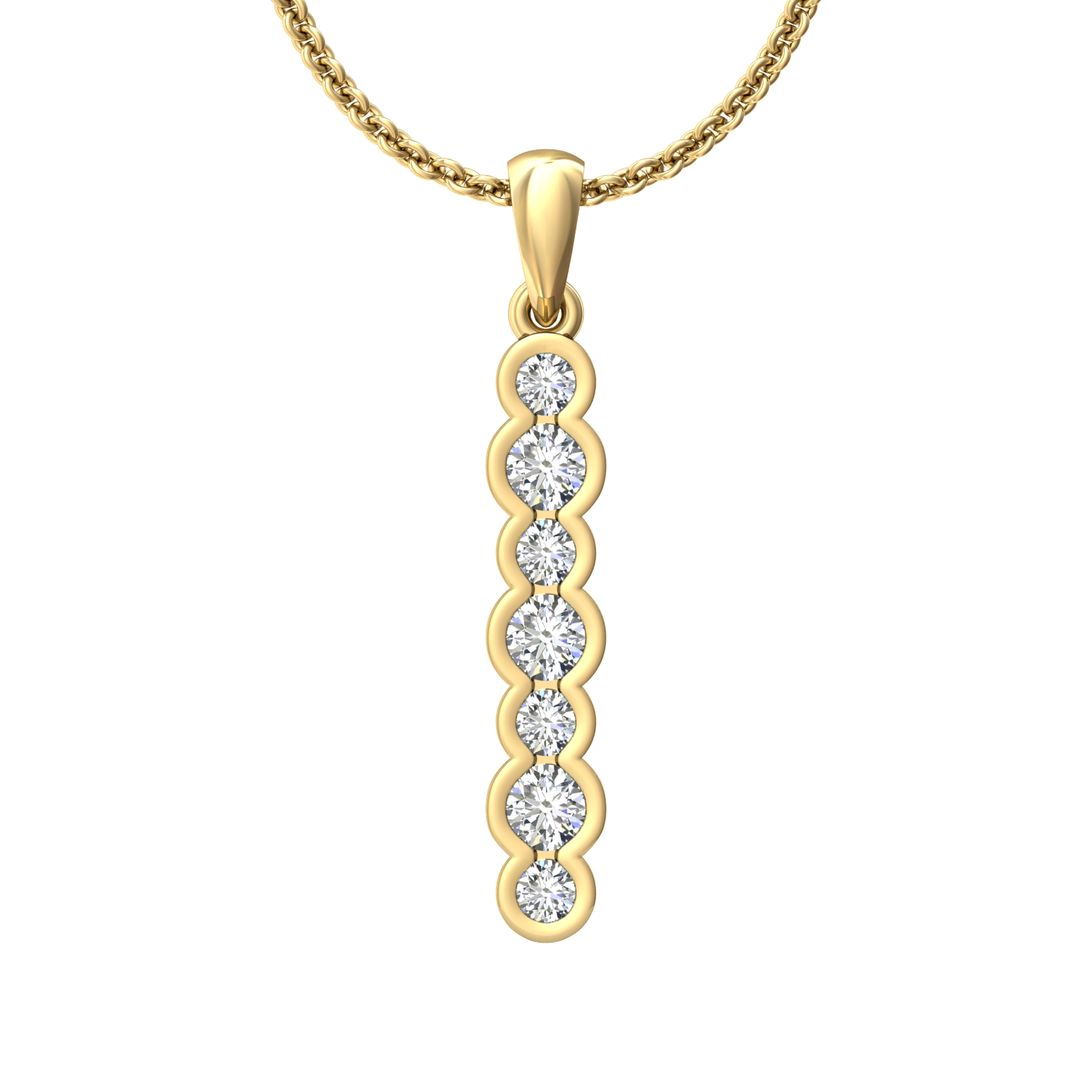 Eclipse Collection All Diamond Stick Pendant Gardiner Brothers 18ct Yellow Gold
