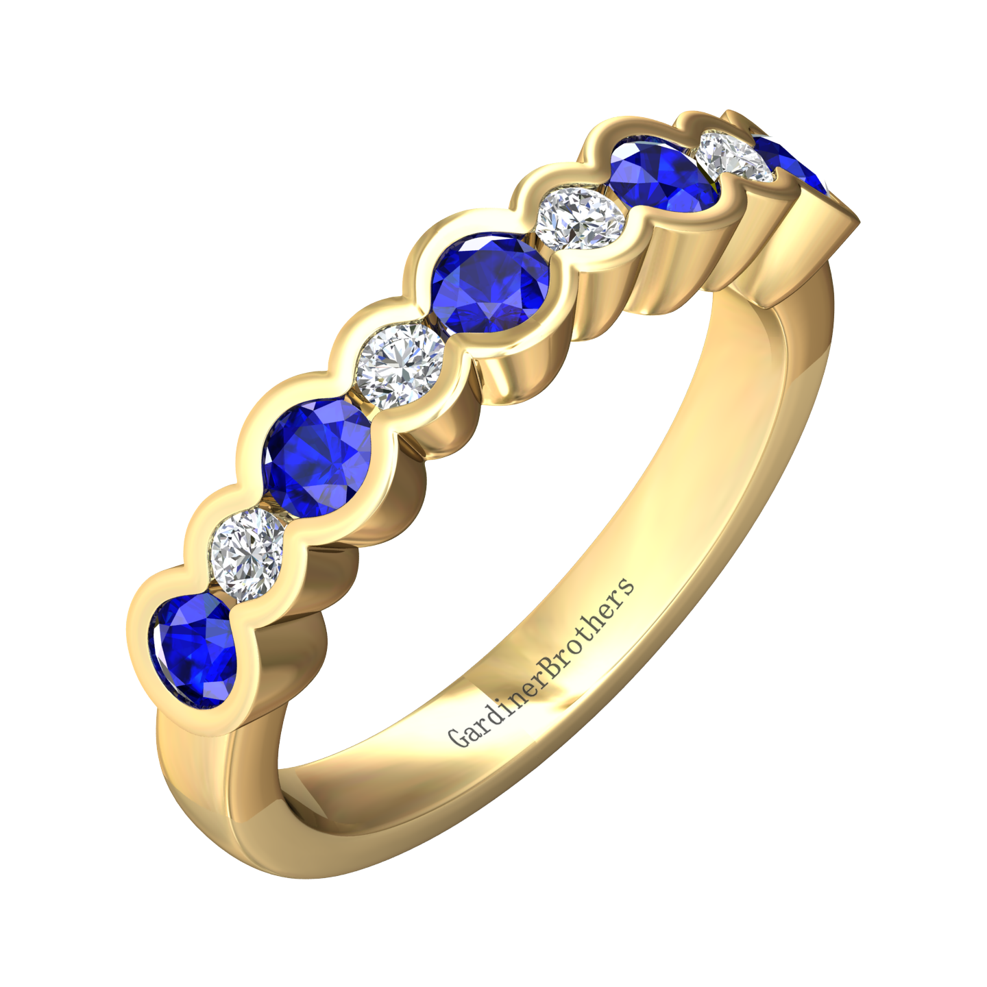 Eclipse Collection Sapphire and Diamond Ring Gardiner Brothers 0.29cts 18ct Yellow Gold