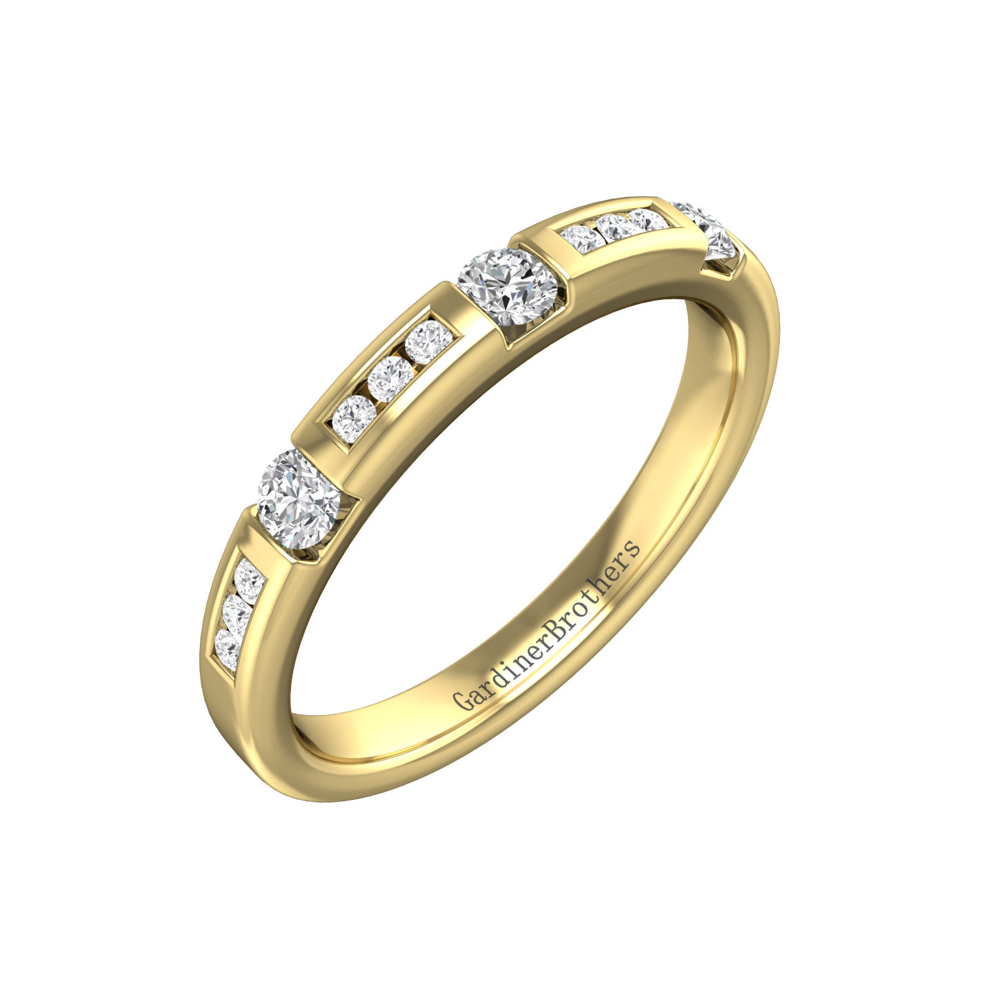 Round Brilliant Cut Diamond Wedding Band  Gardiner Brothers 0.25cts 18ct Yellow Gold