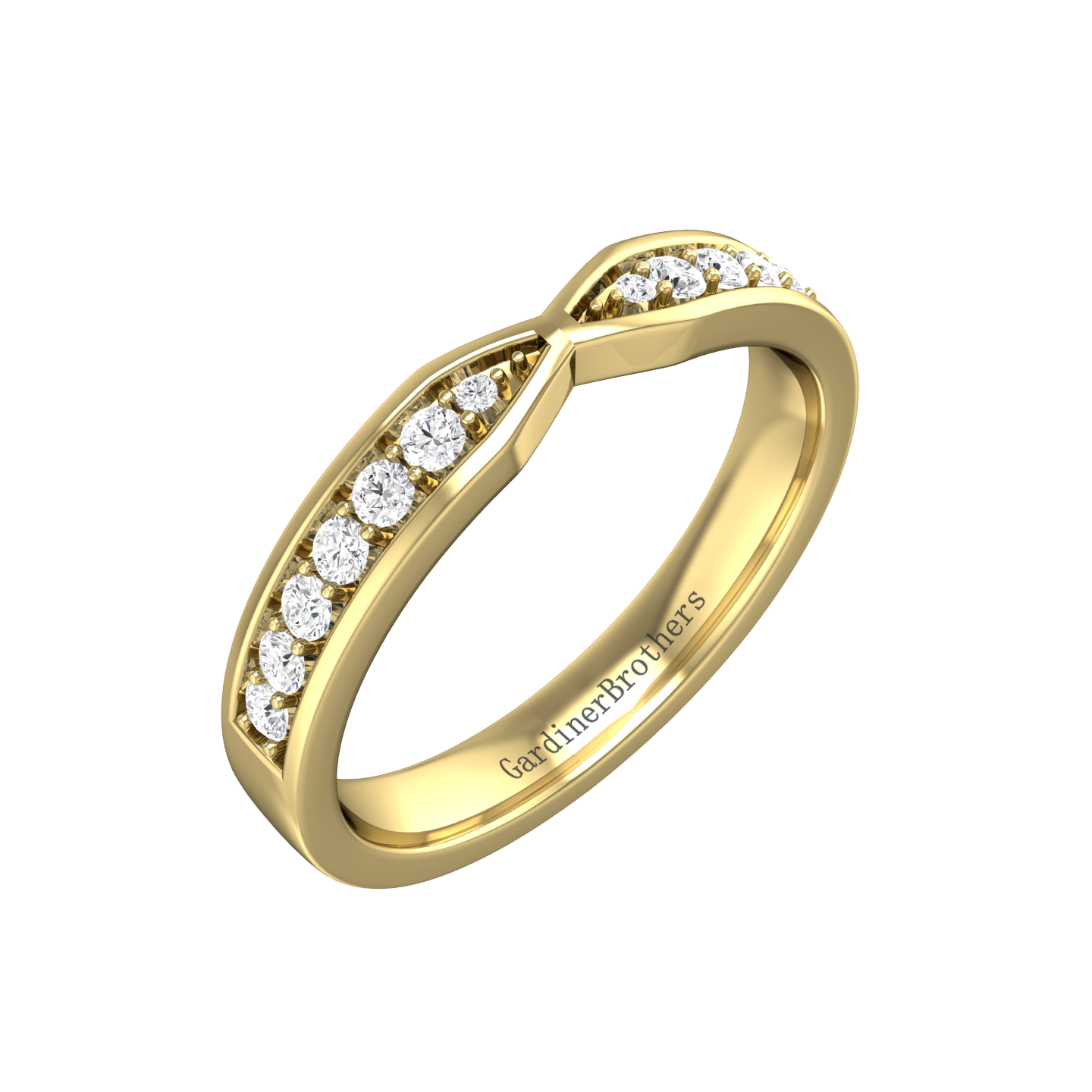 Bowtie Shape Diamond Set Wedding Band Gardiner Brothers 18ct Yellow Gold 0.20cts