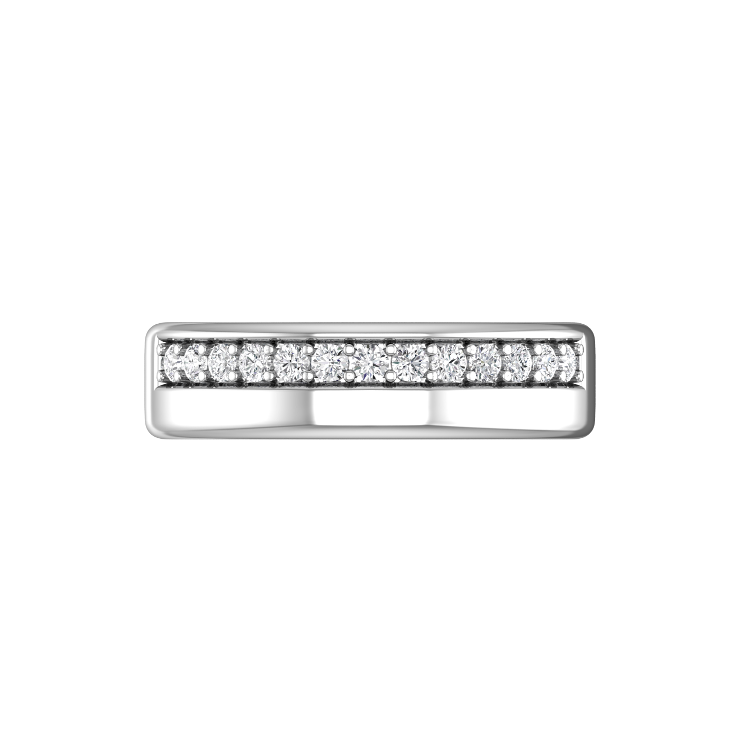 Half Pavé Set Round Brilliant Cut Diamond Off-set Wedding Band Gardiner Brothers