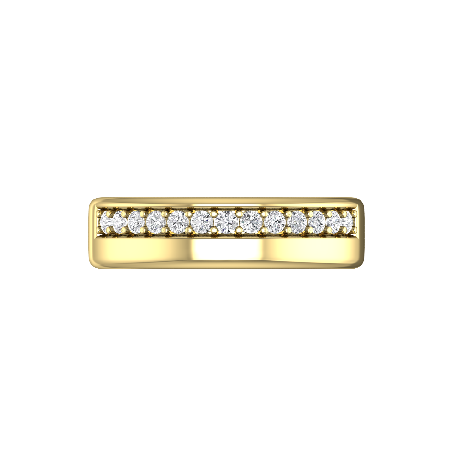 Half Pavé Set Round Brilliant Cut Diamond Off-set Wedding Band Gardiner Brothers