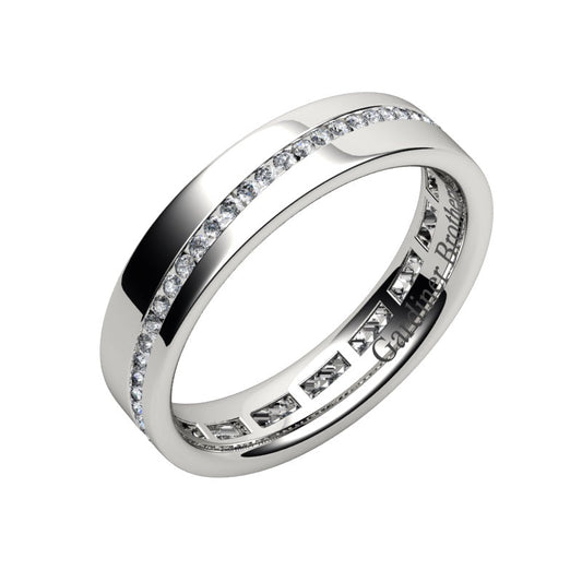 Round Brilliant Cut "Wave" Set Diamond Wedding Band  Gardiner Brothers