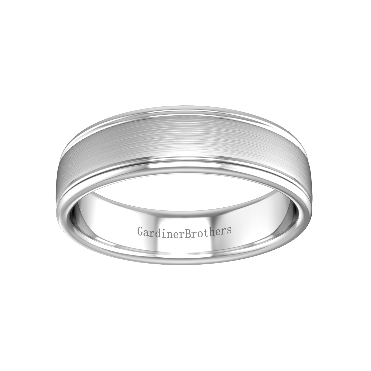 Platinum wedding band with a satin finish Gardiner Brothers