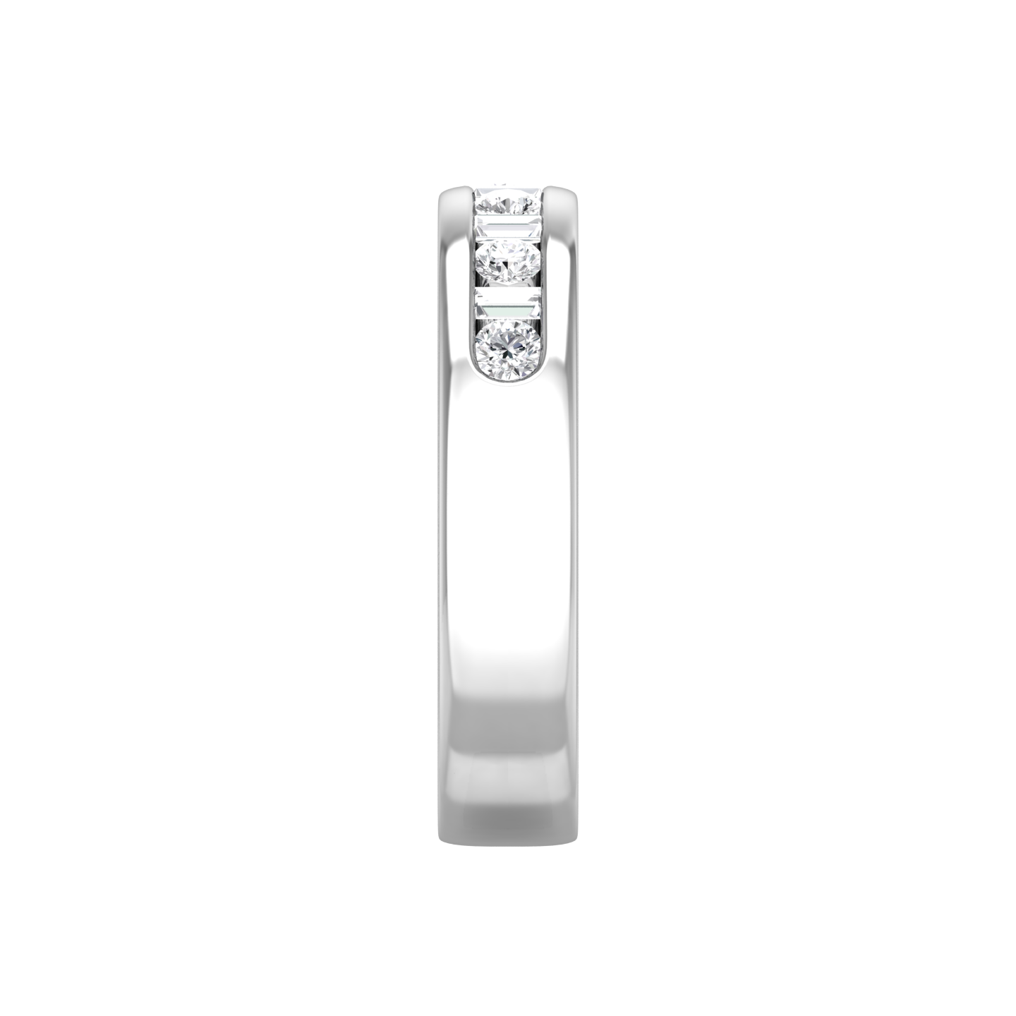 Round Brilliant and Baguette Cut Diamond Set Wedding Band Gardiner Brothers
