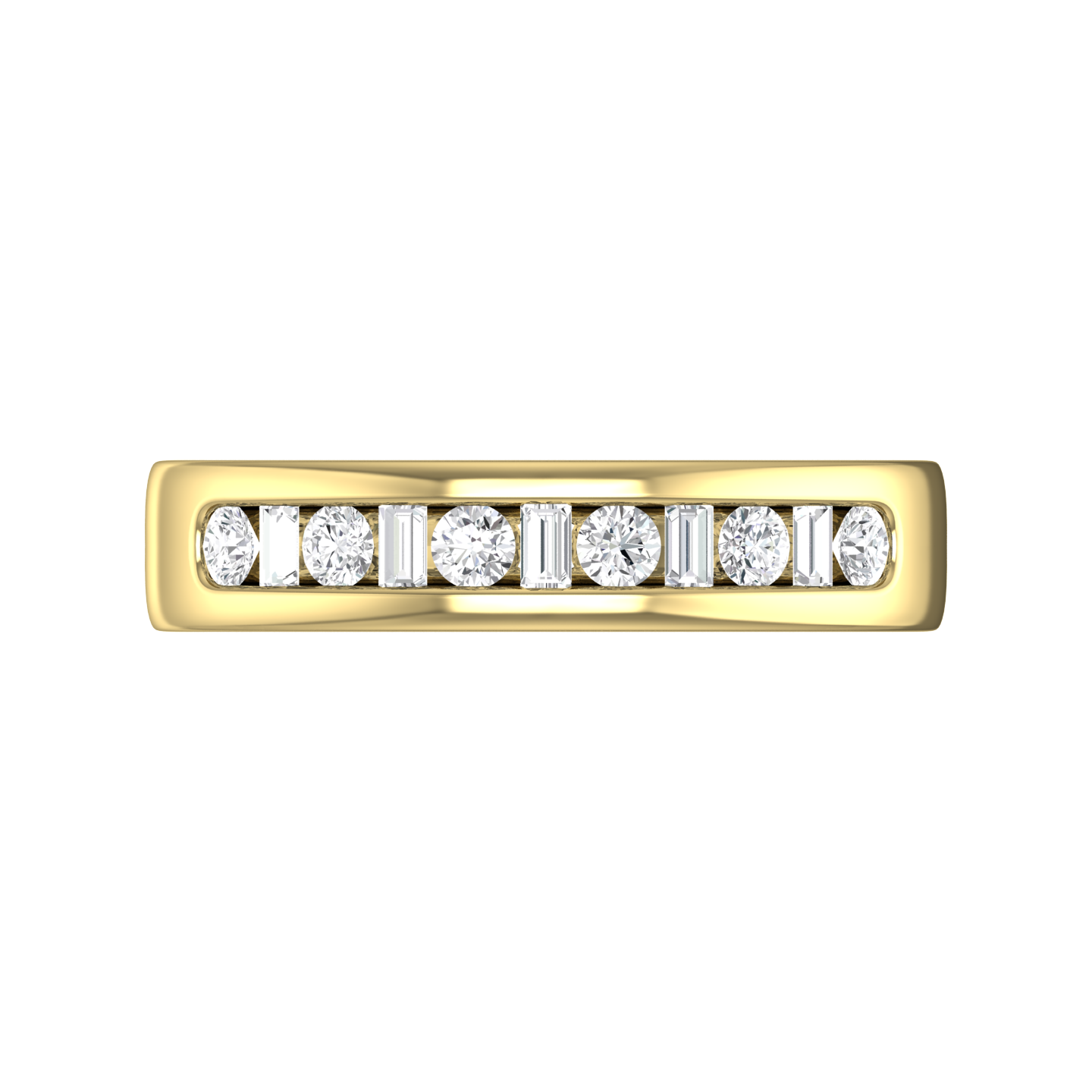 Round Brilliant and Baguette Cut Diamond Set Wedding Band Gardiner Brothers