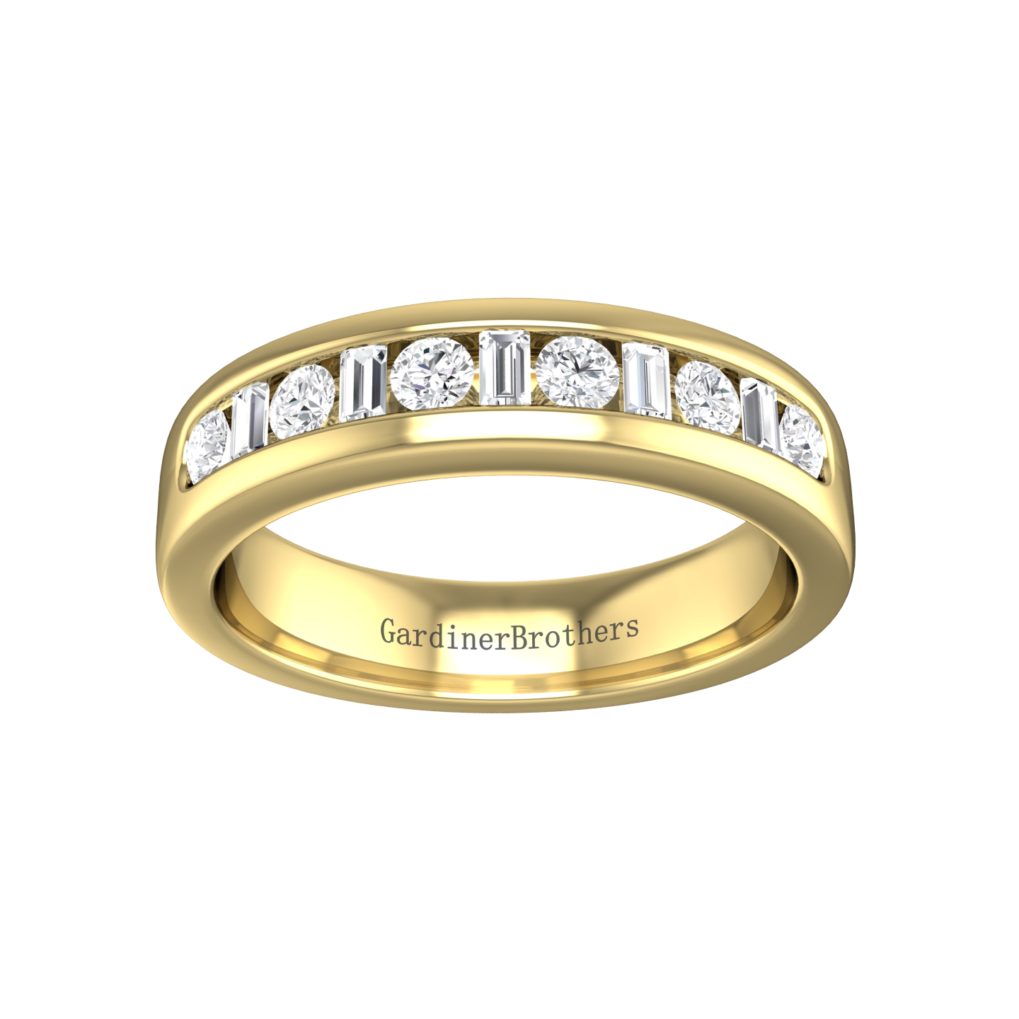 Round Brilliant and Baguette Cut Diamond Set Wedding Band Gardiner Brothers