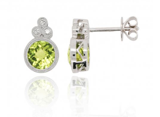 Peridot and Diamond Vintage Style Earrings Gardiner Brothers