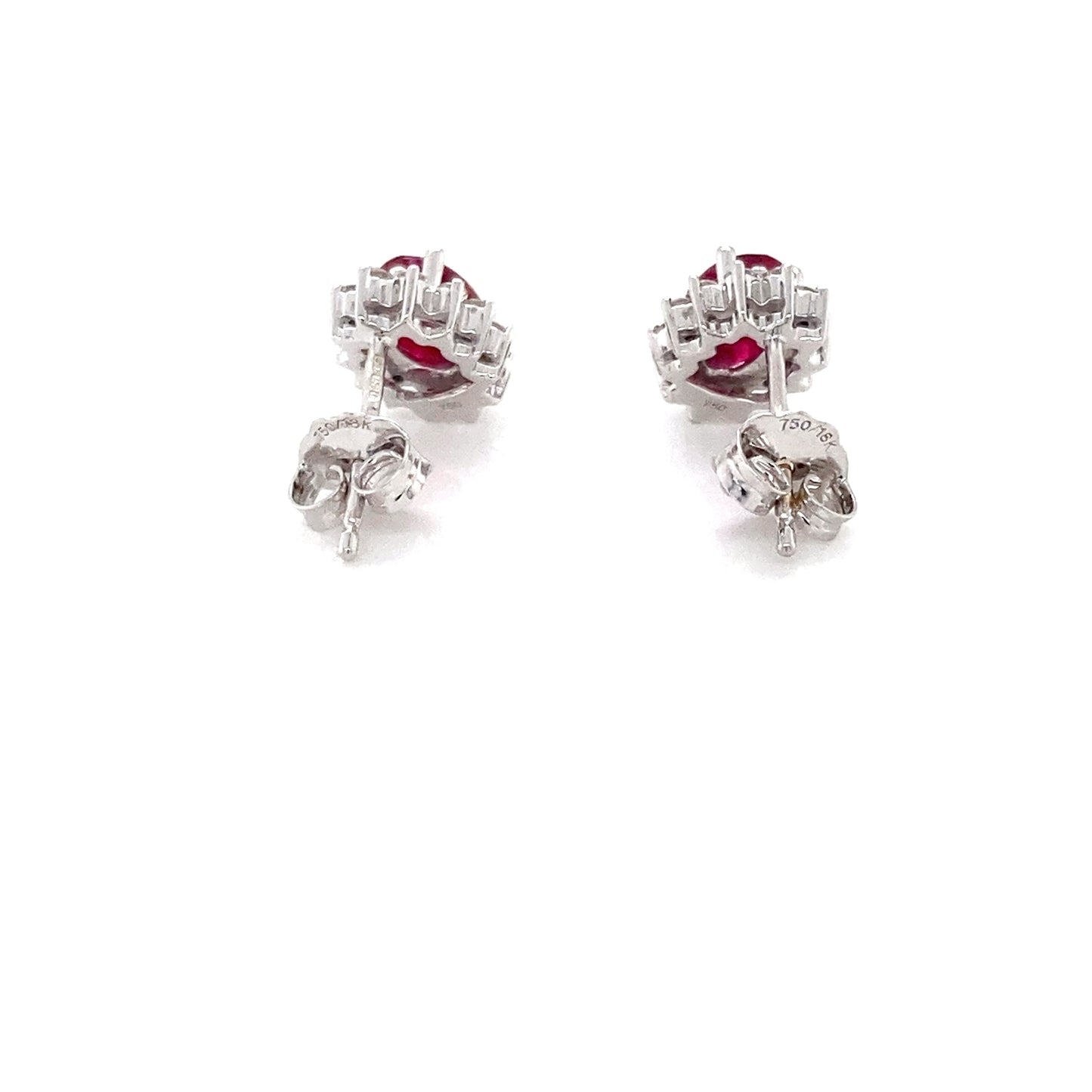 Ruby and Diamond Cluster Style Earrings Gardiner Brothers