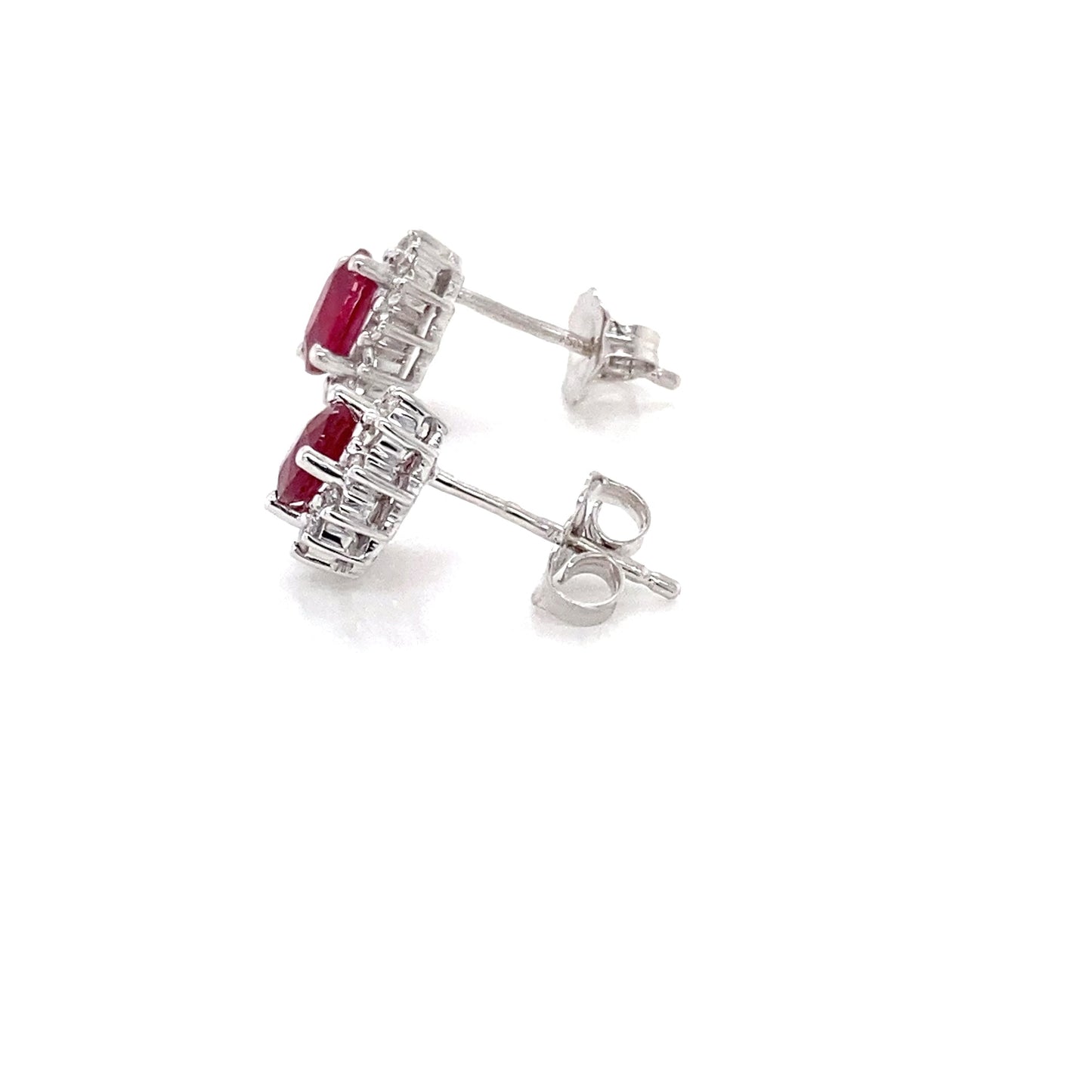 Ruby and Diamond Cluster Style Earrings Gardiner Brothers