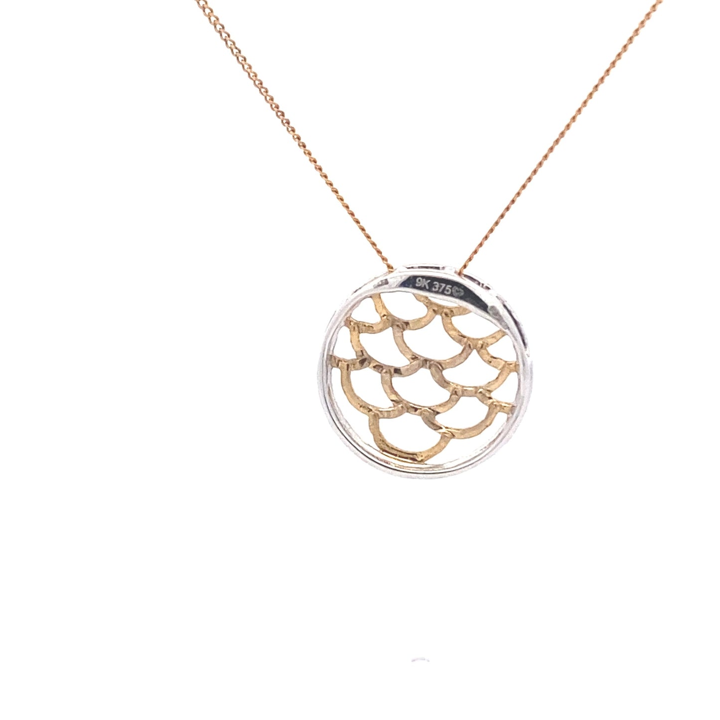 Yellow and White Gold Diamond Mesh Pendant Gardiner Brothers