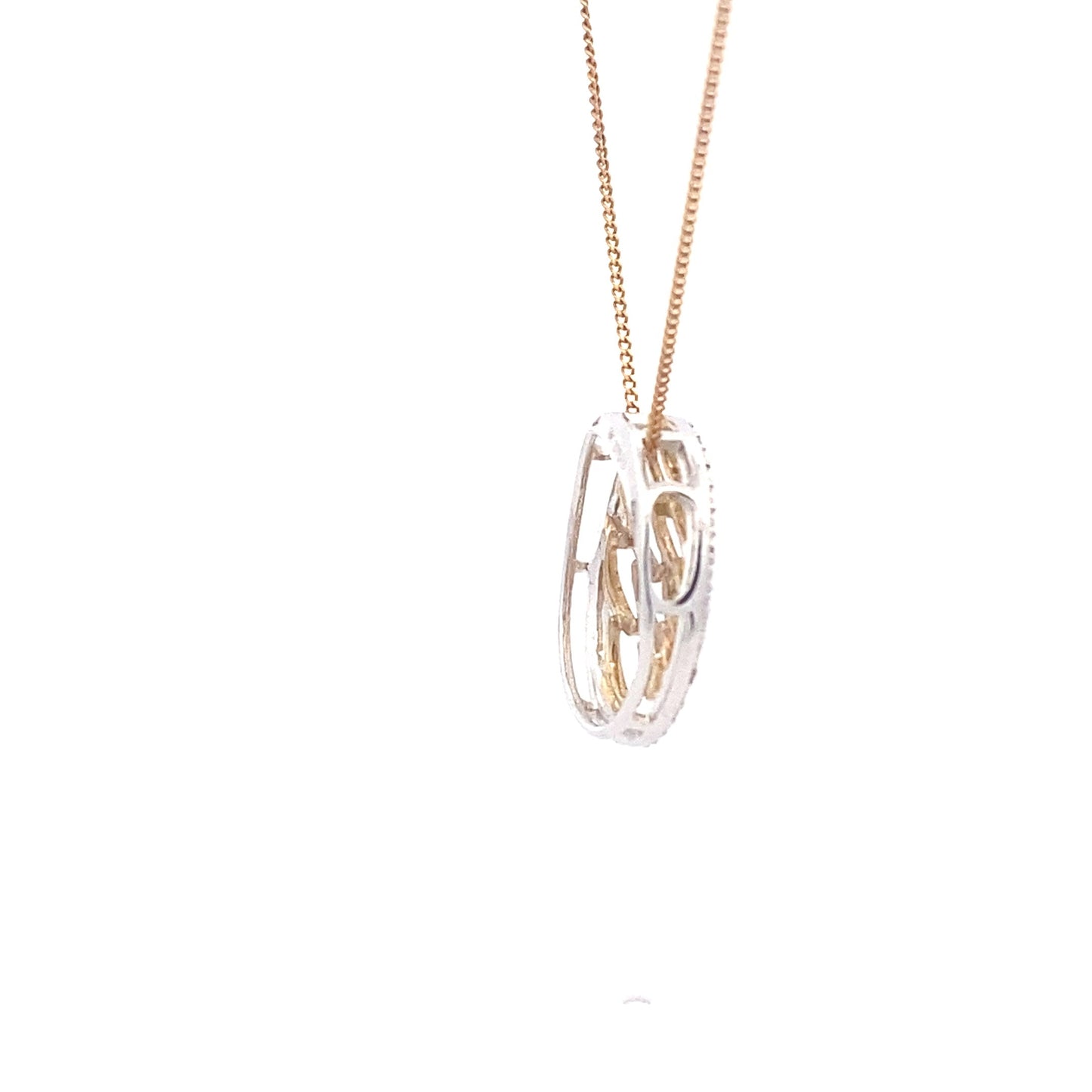 Yellow and White Gold Diamond Mesh Pendant Gardiner Brothers