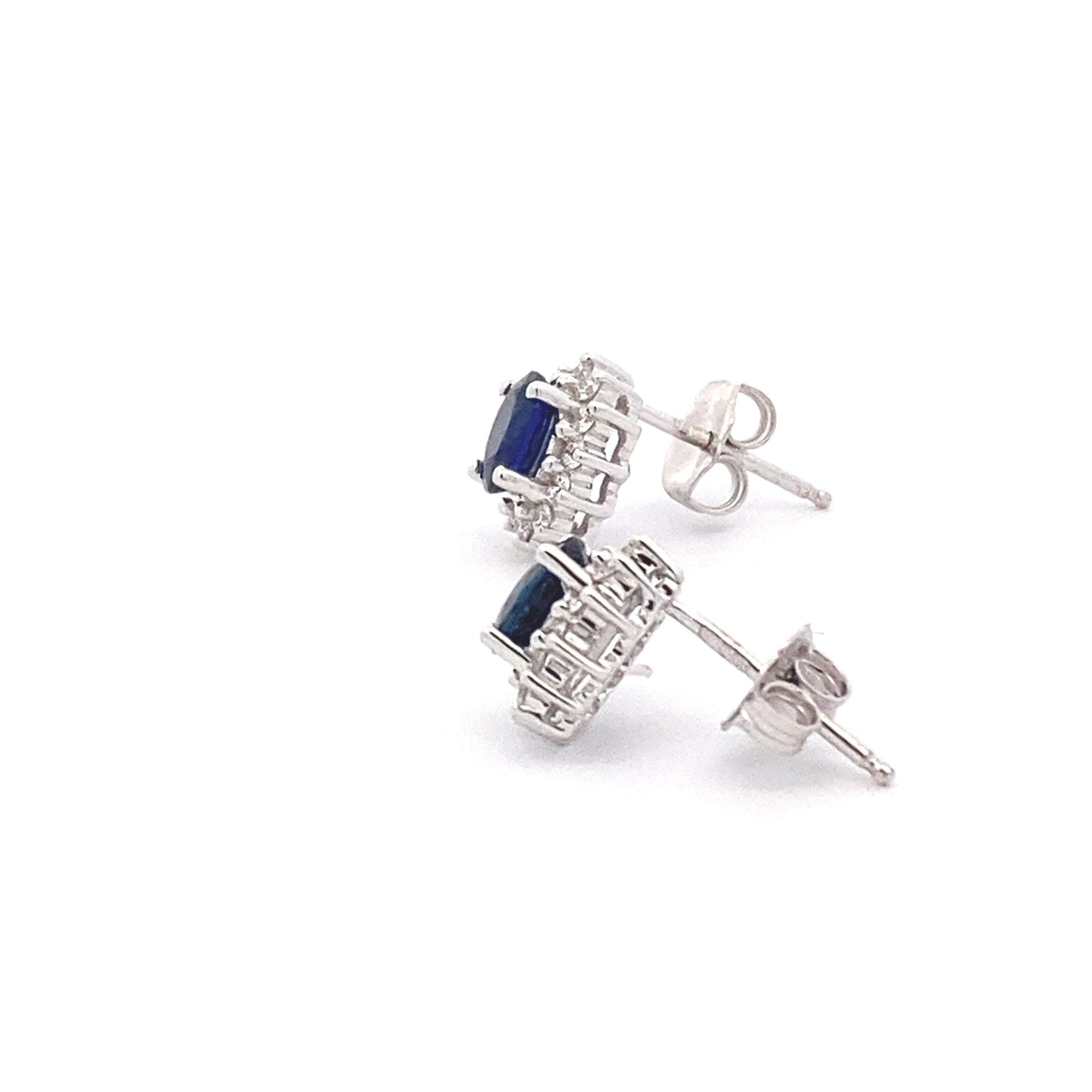 Sapphire and Round Brilliant Diamond Cluster Earrings Gardiner Brothers