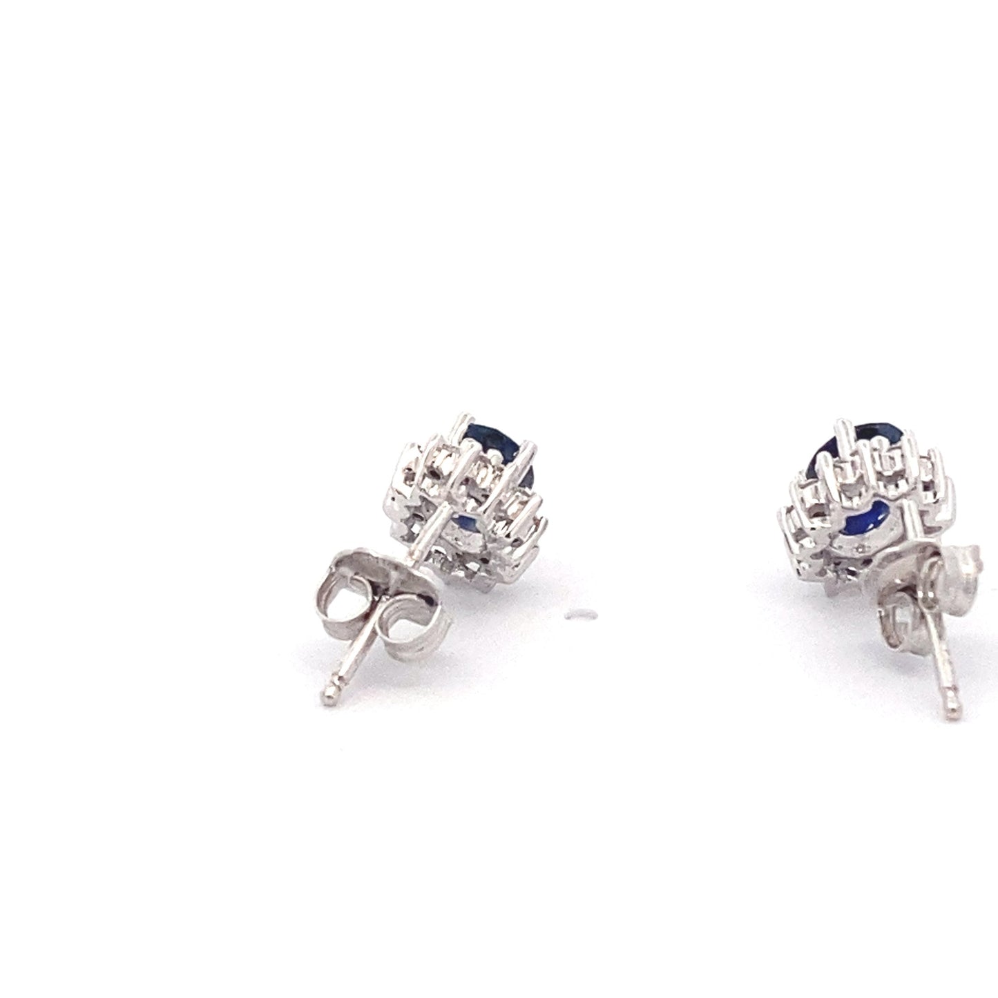Sapphire and Round Brilliant Diamond Cluster Earrings Gardiner Brothers