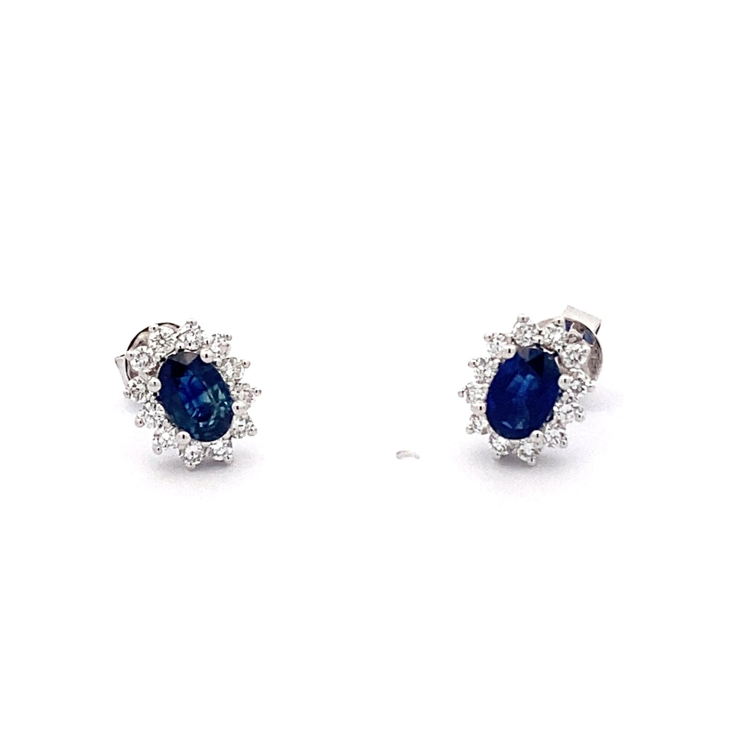 Sapphire and Round Brilliant Diamond Cluster Style Earrings Gardiner Brothers