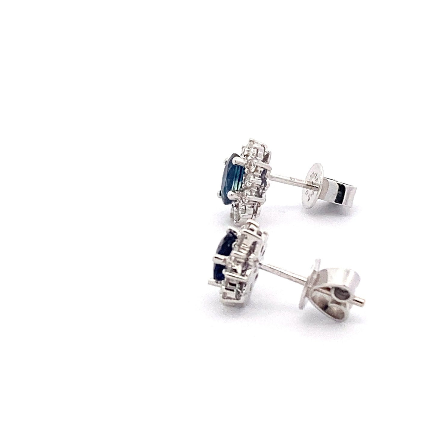 Sapphire and Round Brilliant Diamond Cluster Style Earrings Gardiner Brothers