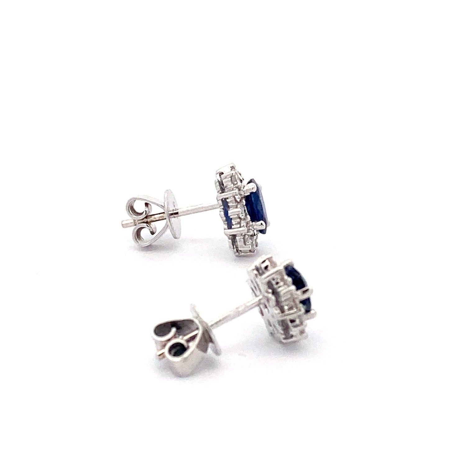 Sapphire and Round Brilliant Diamond Cluster Style Earrings Gardiner Brothers