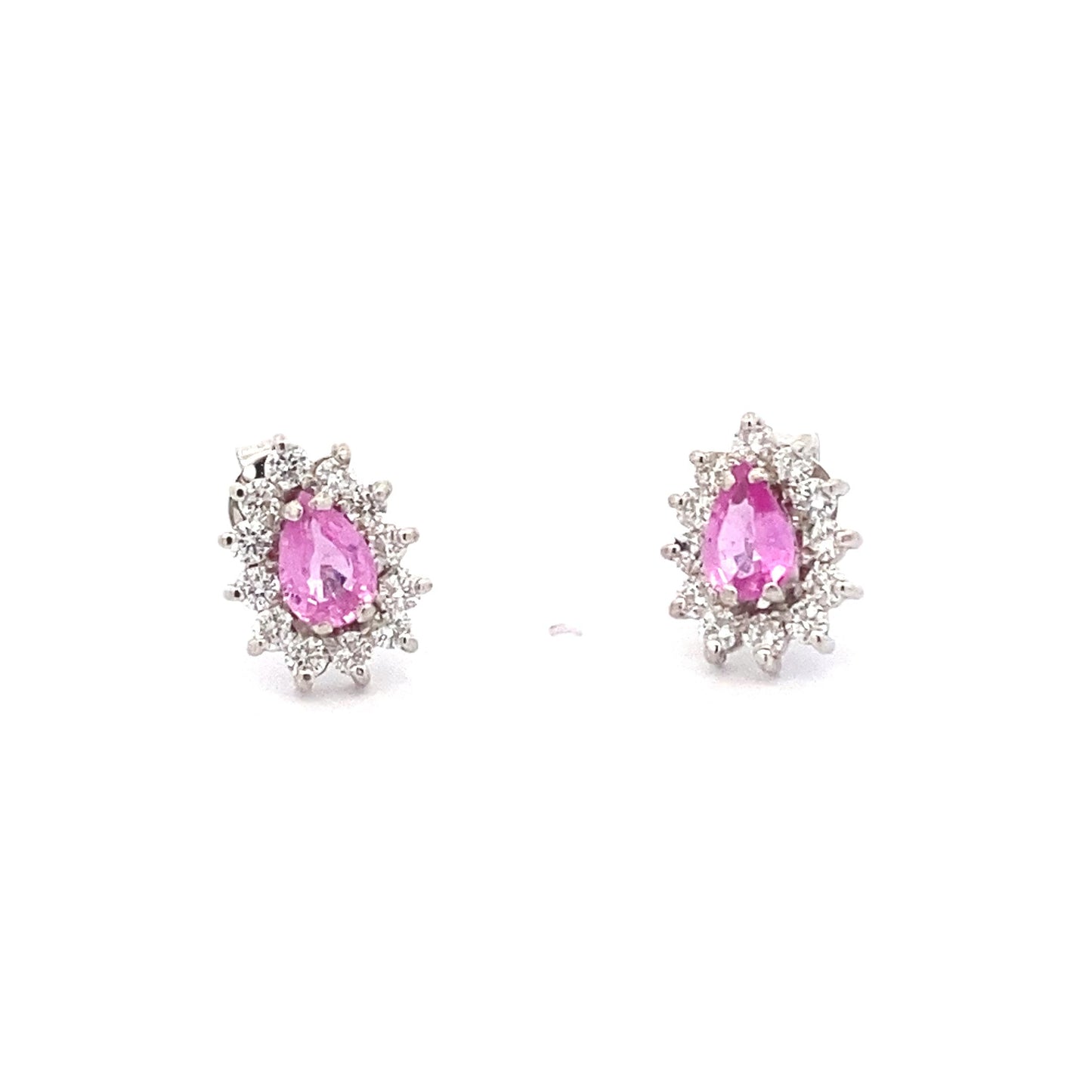 Pink Sapphire and Diamond Cluster Style Earrings Gardiner Brothers
