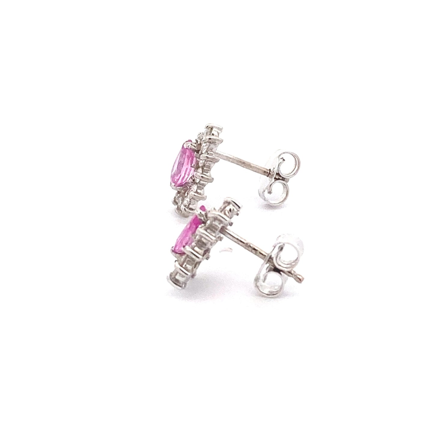 Pink Sapphire and Diamond Cluster Style Earrings Gardiner Brothers