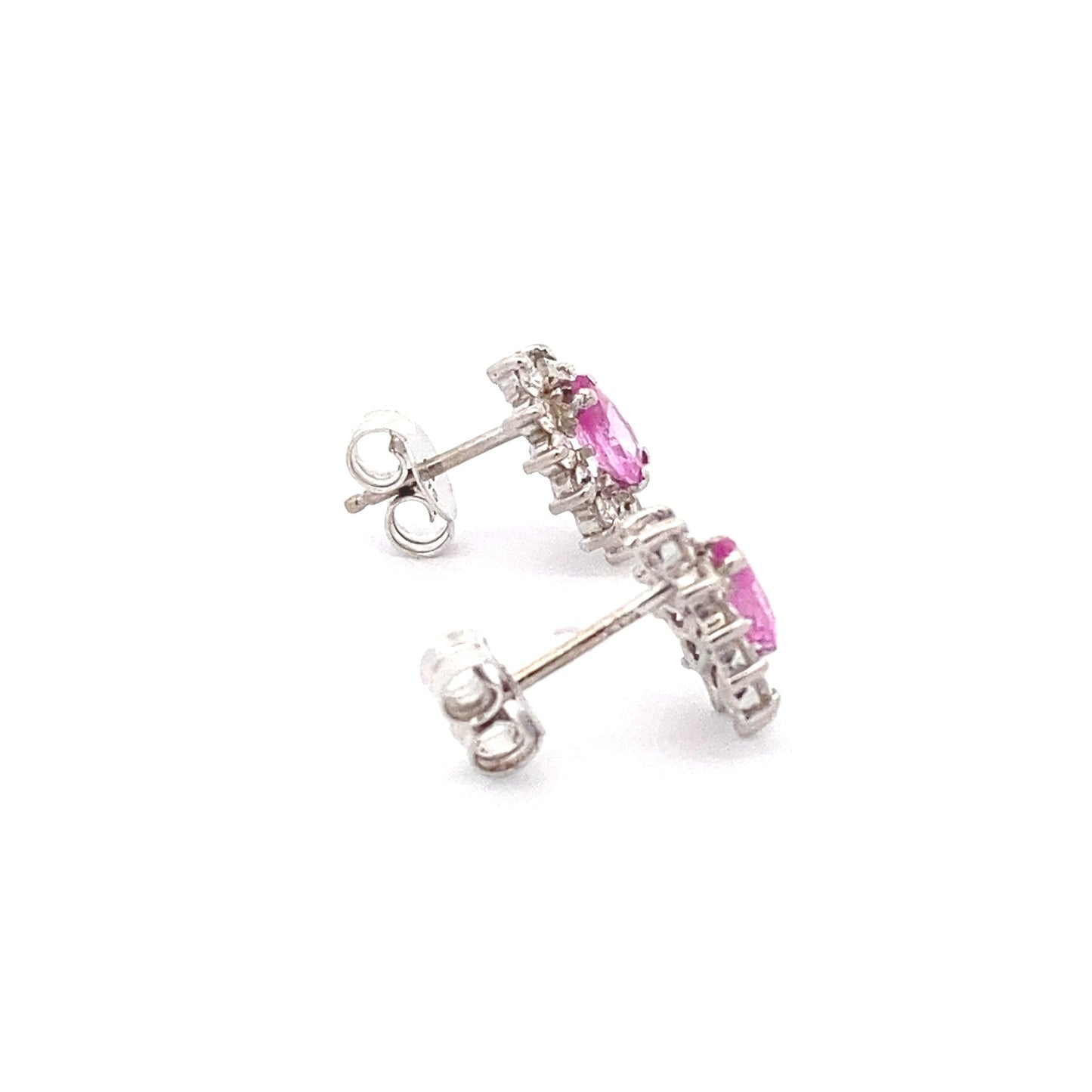 Pink Sapphire and Diamond Cluster Style Earrings Gardiner Brothers