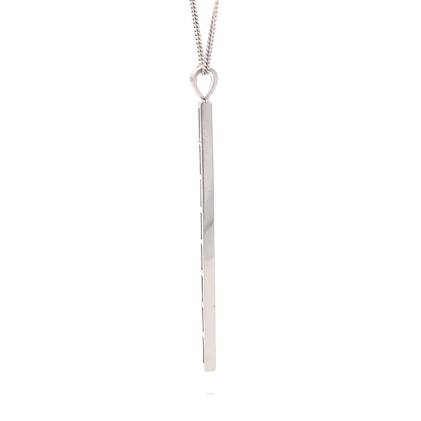 White Gold Round Brilliant Cut Diamond Stick Pendant Gardiner Brothers