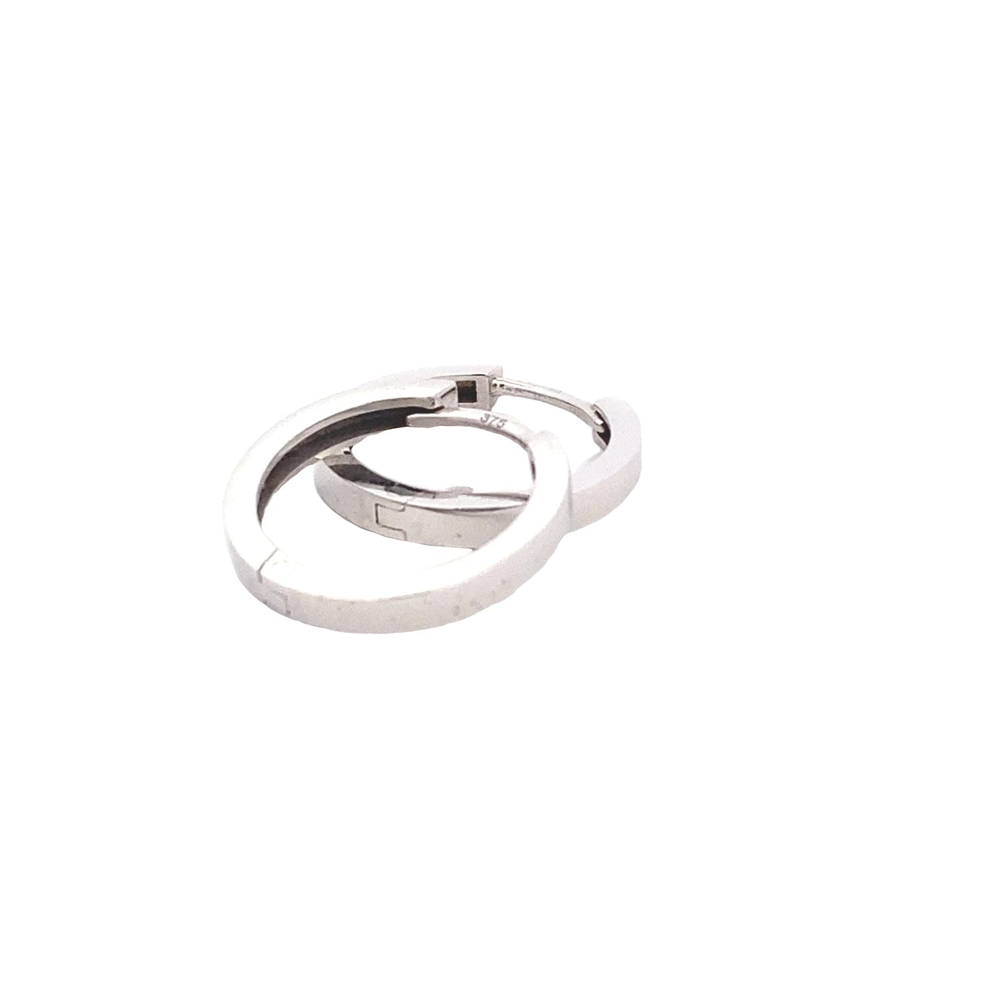 WHITE GOLD SQUARE PROFILE HUGGIE STYLE EARRINGS Gardiner Brothers