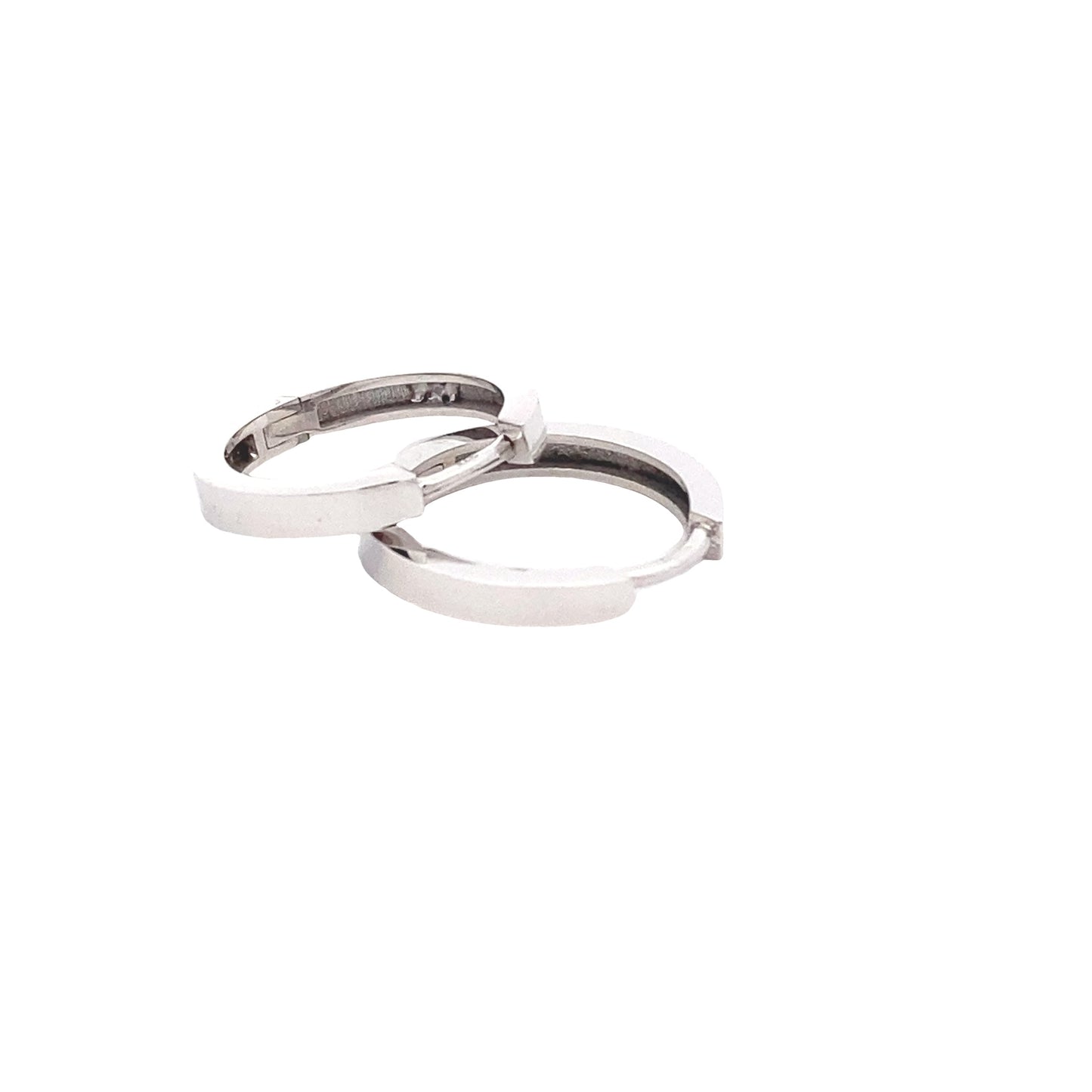 WHITE GOLD SQUARE PROFILE HUGGIE STYLE EARRINGS Gardiner Brothers