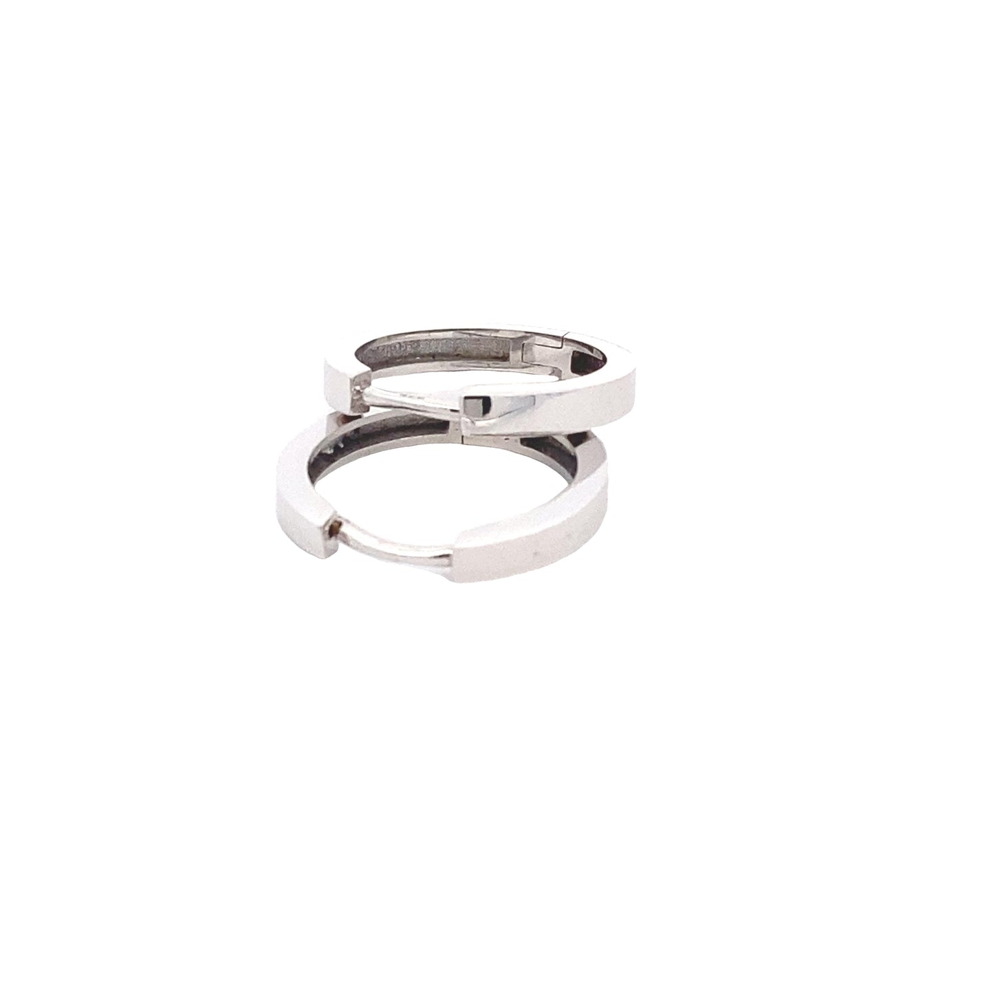 WHITE GOLD SQUARE PROFILE HUGGIE STYLE EARRINGS Gardiner Brothers