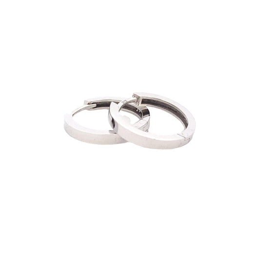 WHITE GOLD SQUARE PROFILE HUGGIE STYLE EARRINGS  Gardiner Brothers