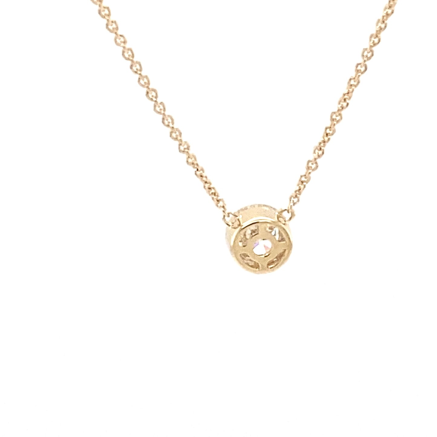 Round Brilliant Cut Diamond Rub-Over Style Pendant - 0.20cts