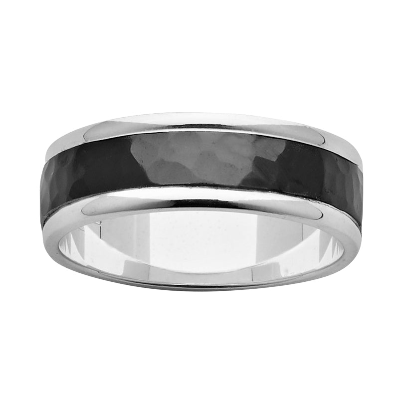 Metal Ring with Hammered Zircon Centre gardiner-brothers