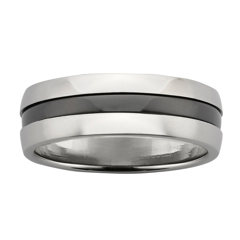 Metal ring with narrow zircon inset gardiner-brothers