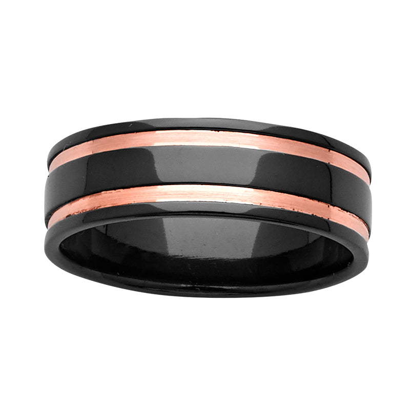 Zircon Ring with Double Metal Inset Lines gardiner-brothers